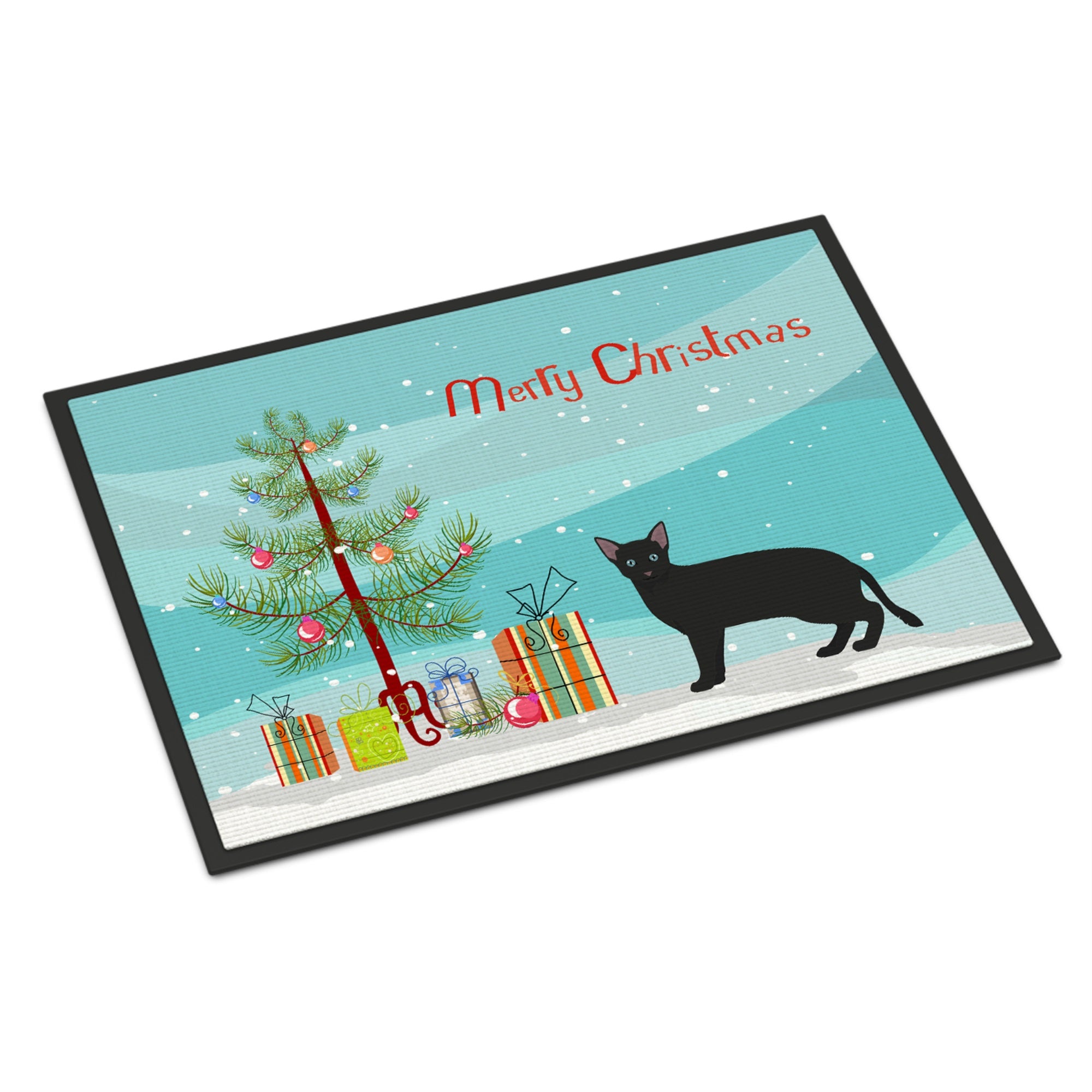 Russian White Black #1 Cat Merry Christmas Indoor Or Outdoor Mat 18X27