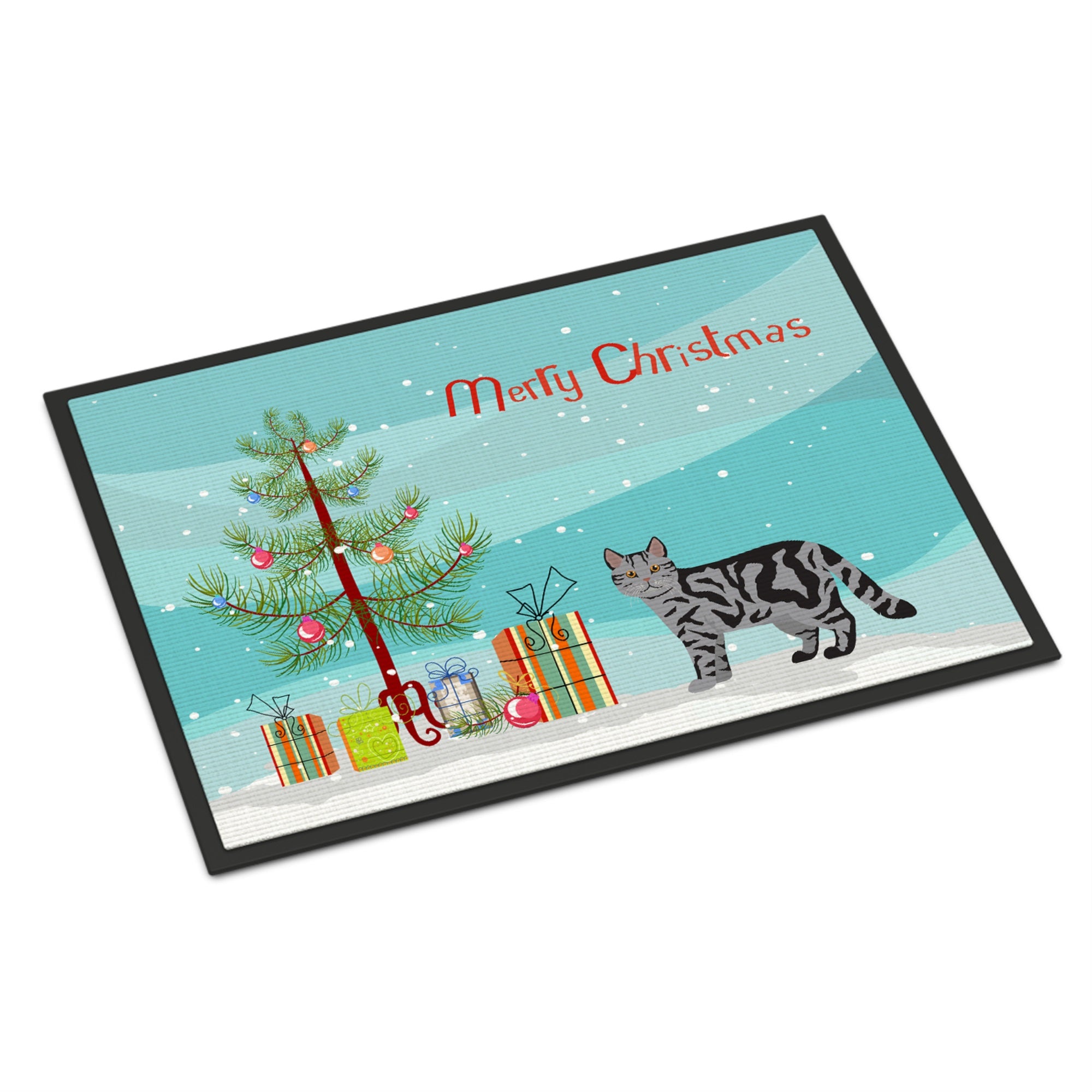 Scottish Straight Cat Merry Christmas Indoor Or Outdoor Mat 18X27