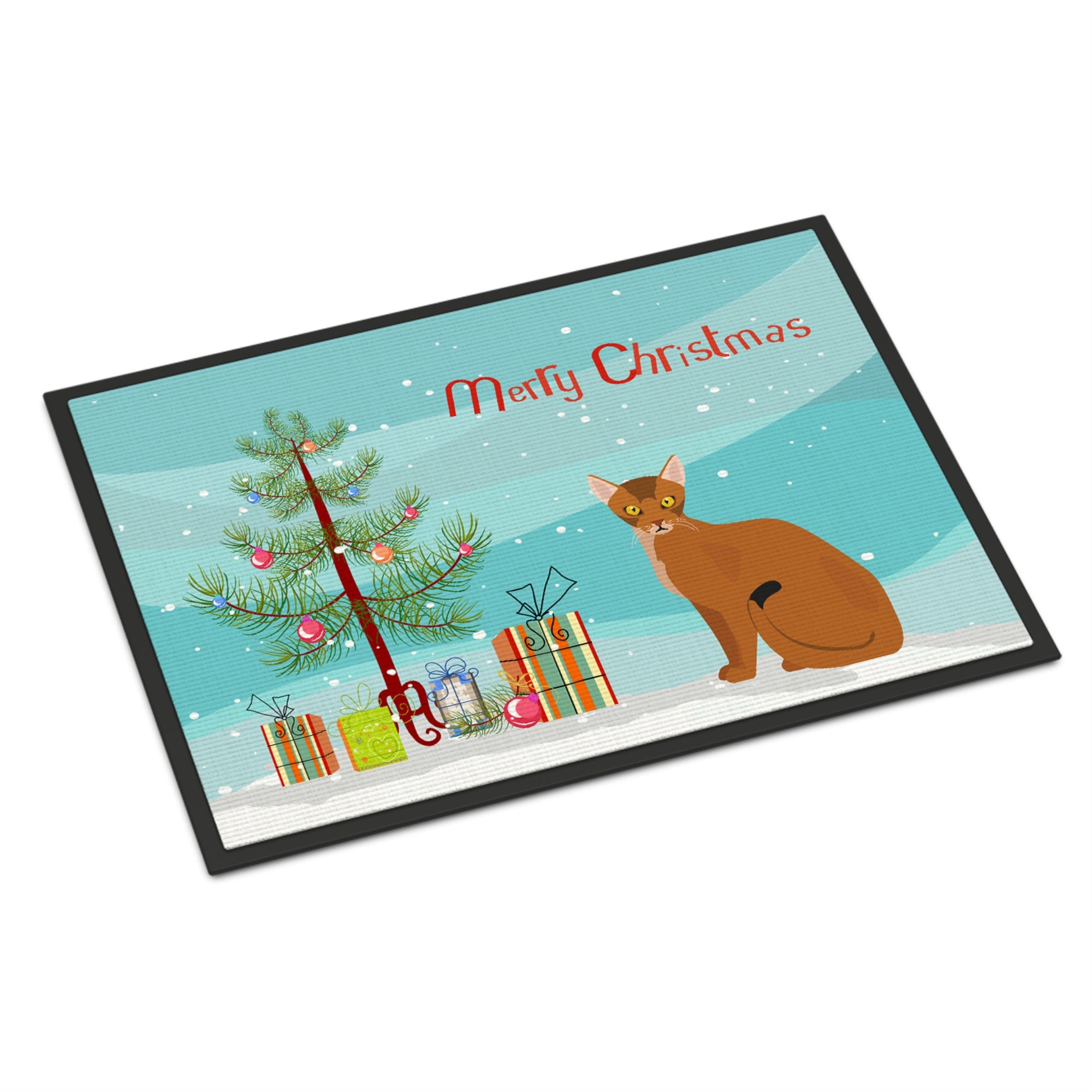 Abyssinian Cat Merry Christmas Indoor Or Outdoor Mat 18X27