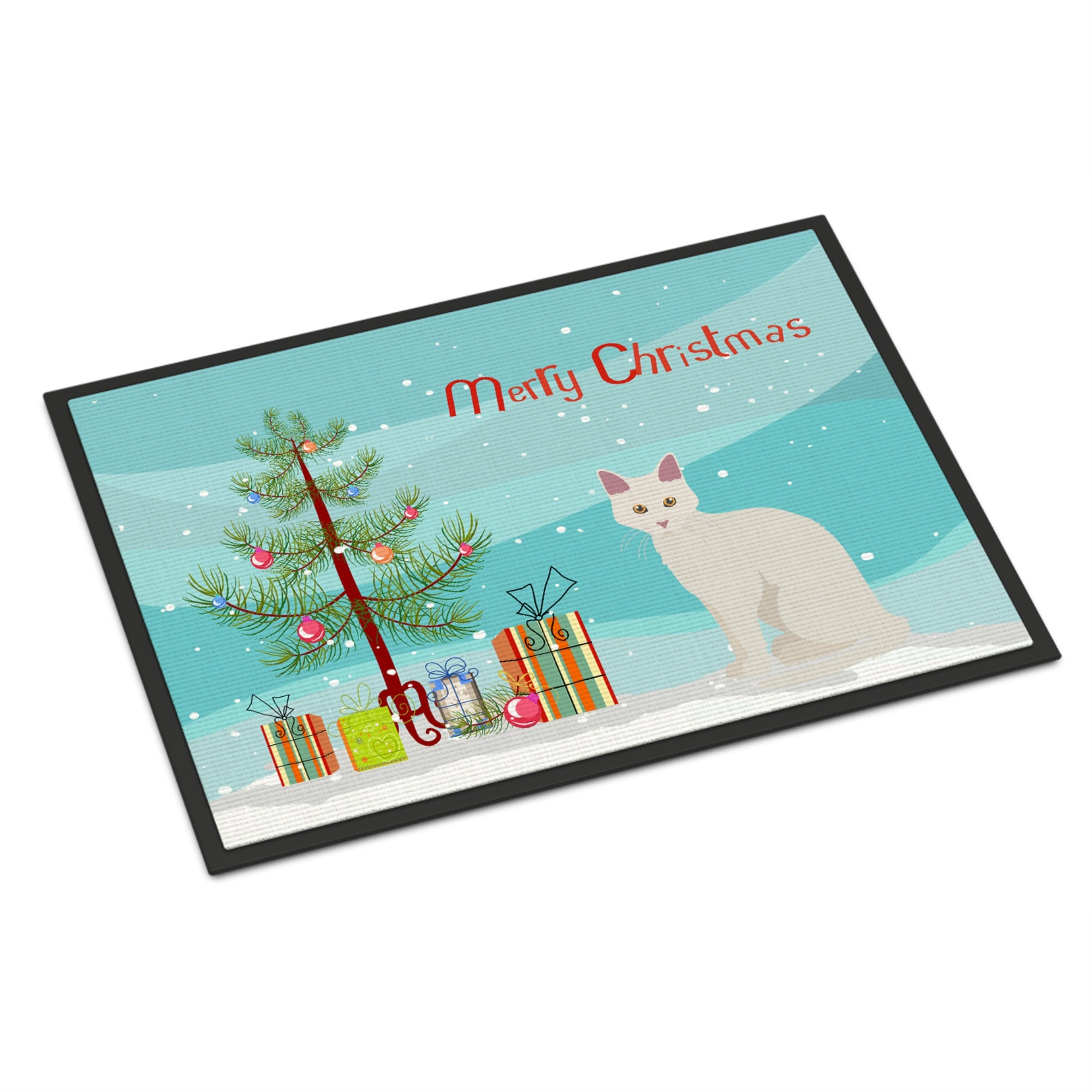 Aphrodite Giant Cat Merry Christmas Indoor Or Outdoor Mat 18X27