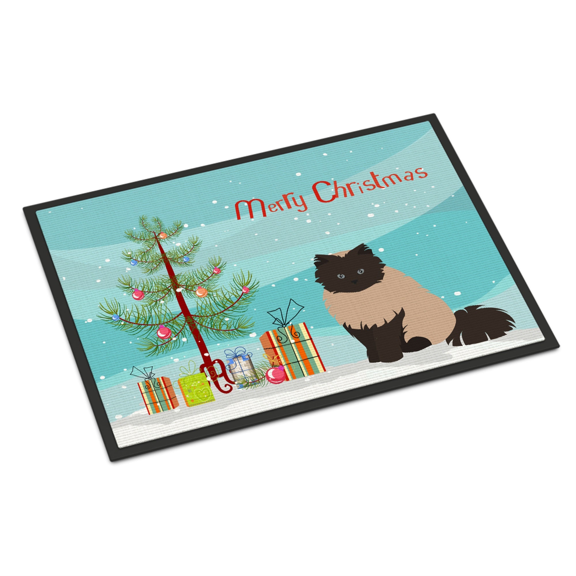 Colorpoint Persian Hymalayan #2 Cat Merry Christmas Indoor Or Outdoor Mat 18X27