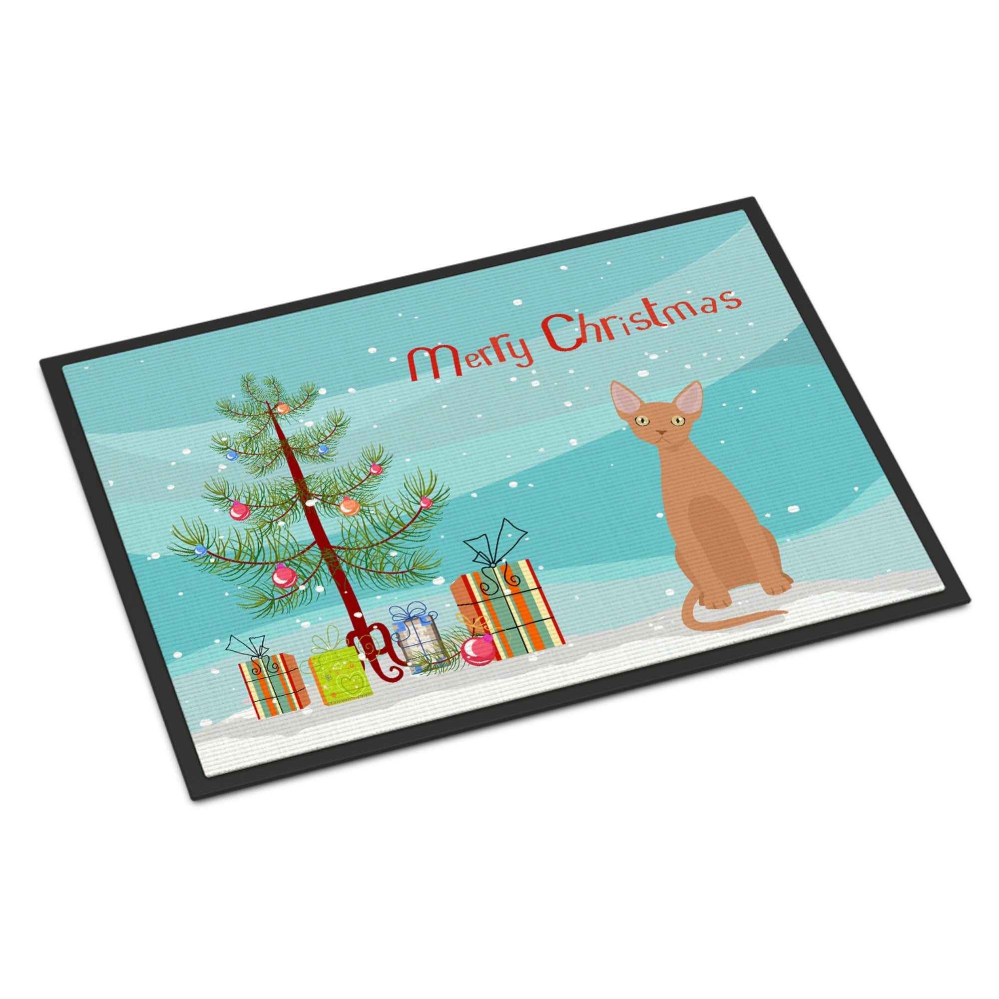 Devon Rex #1 Cat Merry Christmas Indoor Or Outdoor Mat 18X27