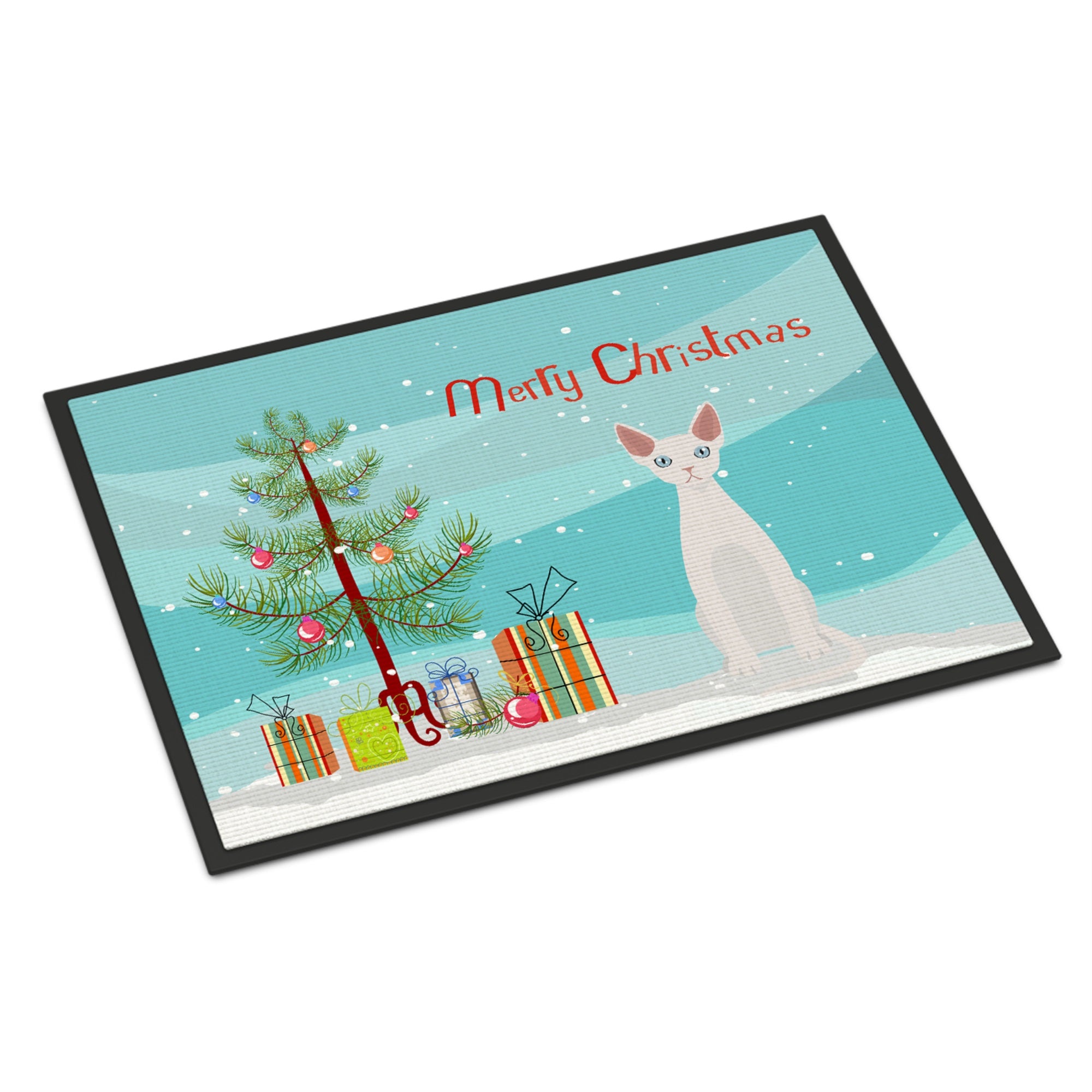 Devon Rex #2 Cat Merry Christmas Indoor Or Outdoor Mat 18X27