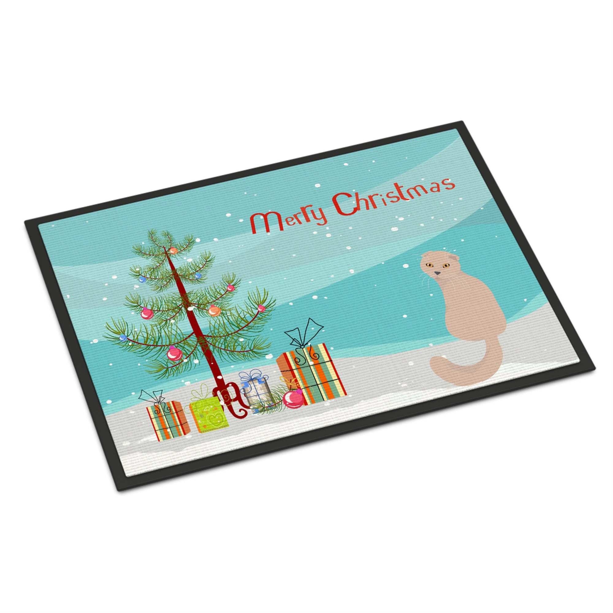 Scottish Fold Cat Merry Christmas Indoor Or Outdoor Mat 18X27