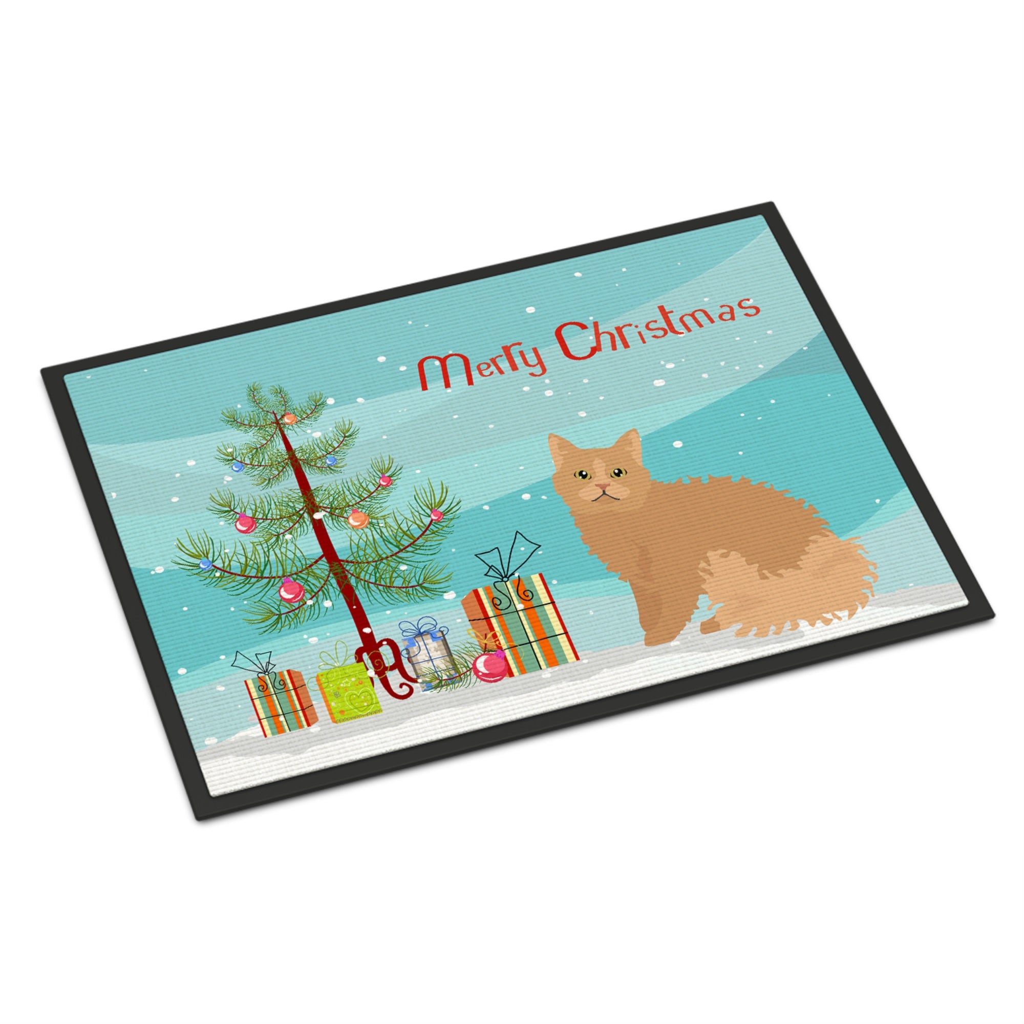 Selkirk Rex Cat Merry Christmas Indoor Or Outdoor Mat 18X27