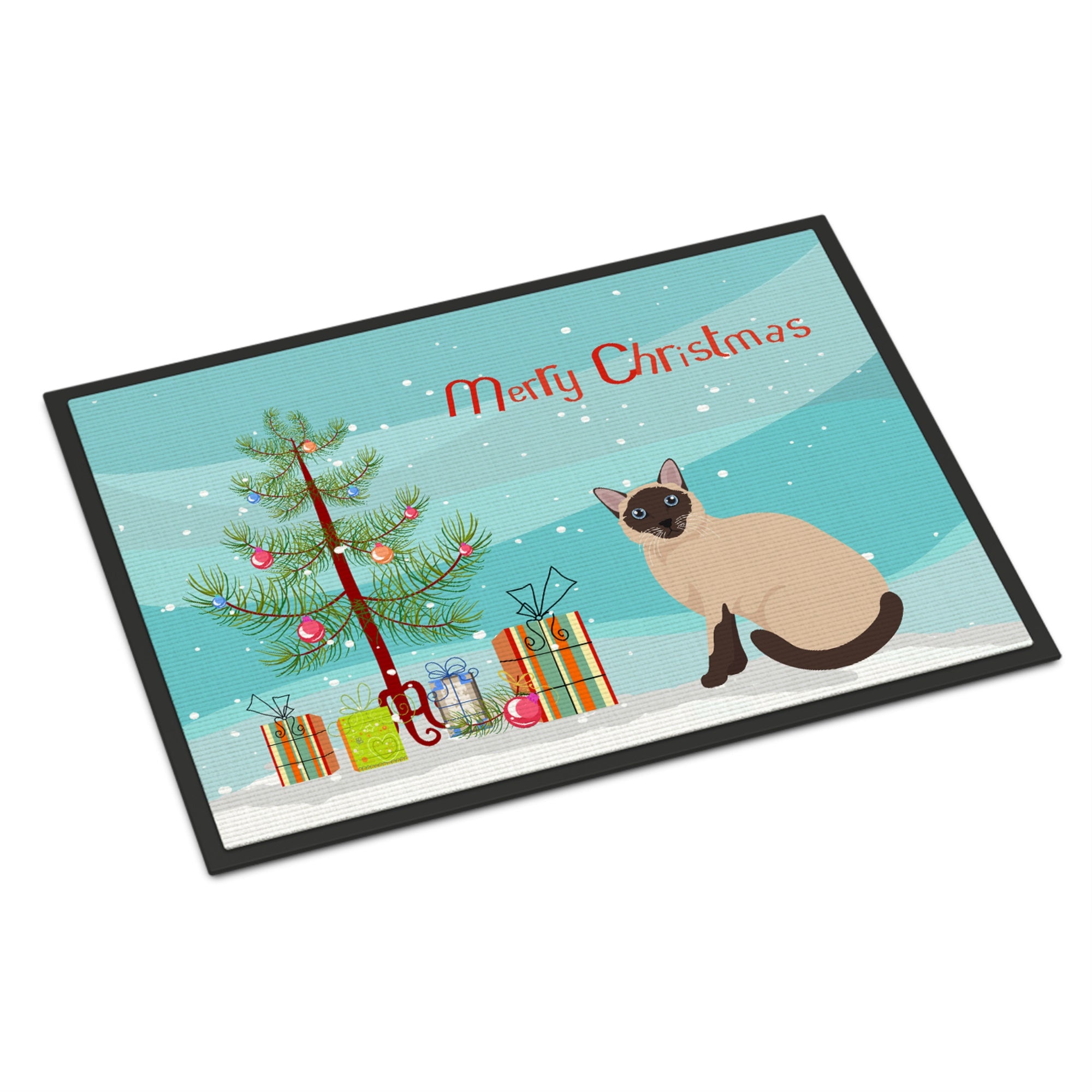 Siamese Traditional Cat Merry Christmas Indoor Or Outdoor Mat 18X27