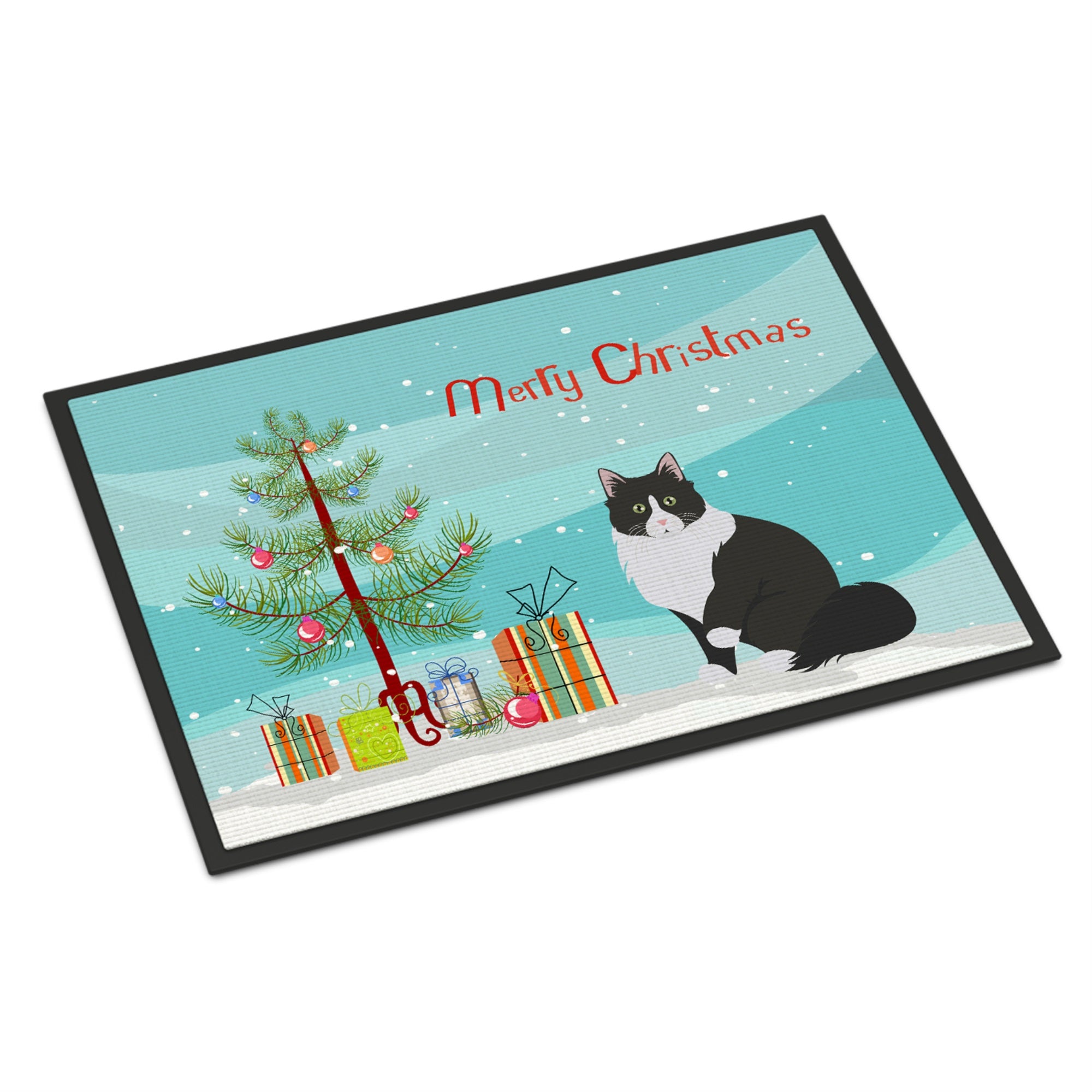 Siberian Forest Cat Merry Christmas Indoor Or Outdoor Mat 18X27