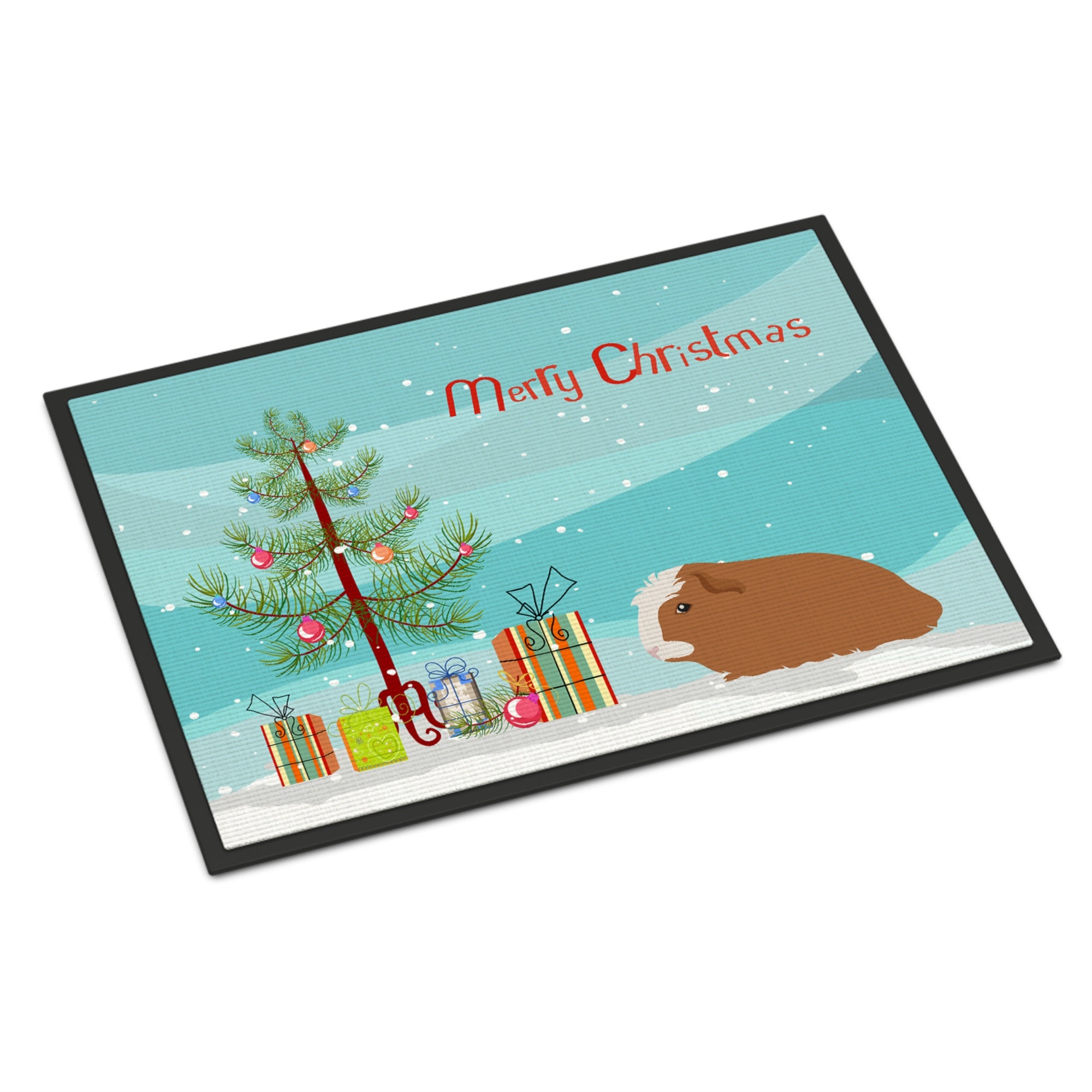 Crested Guinea Pig Merry Christmas Indoor Or Outdoor Mat 24X36