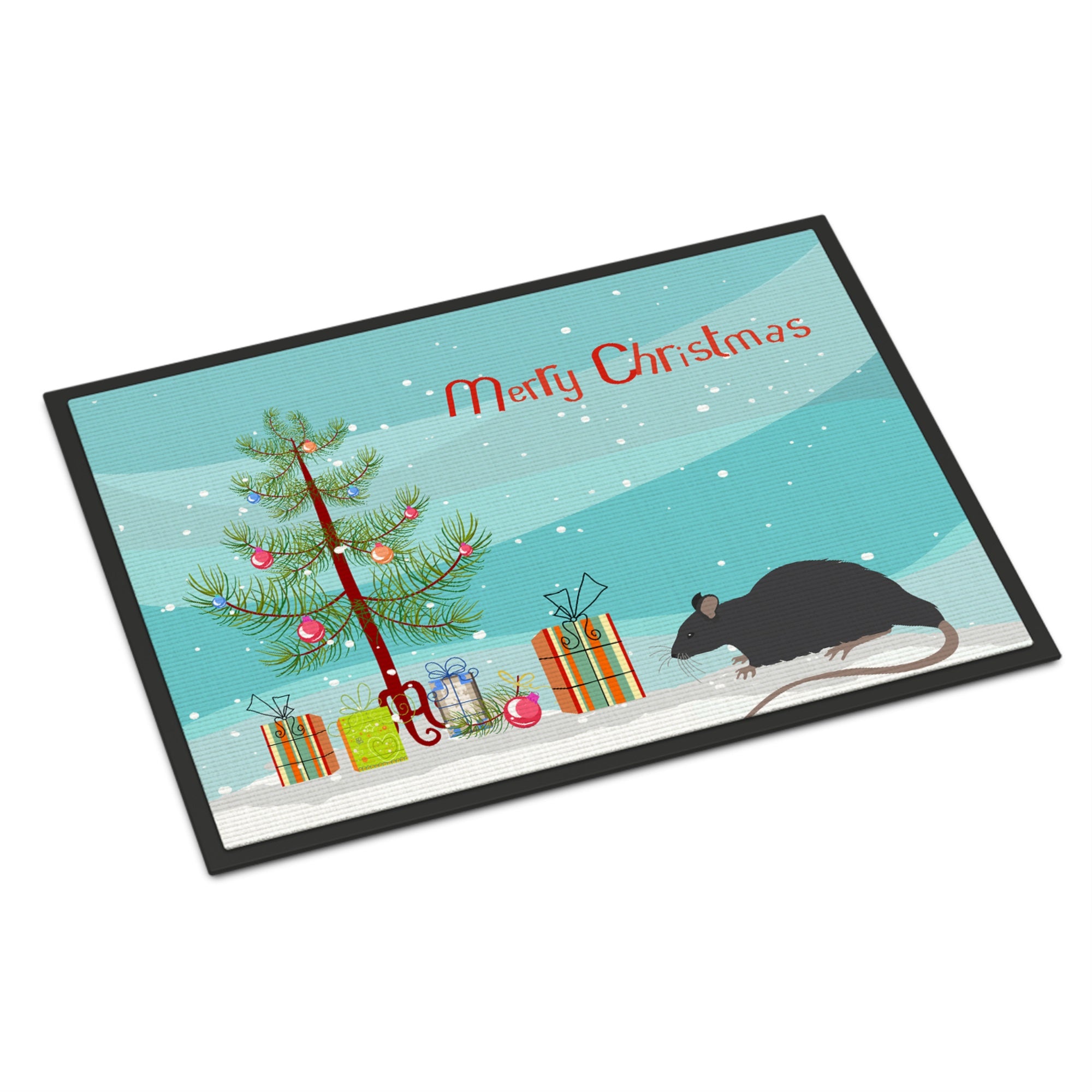 Black Rat Merry Christmas Indoor Or Outdoor Mat 24X36
