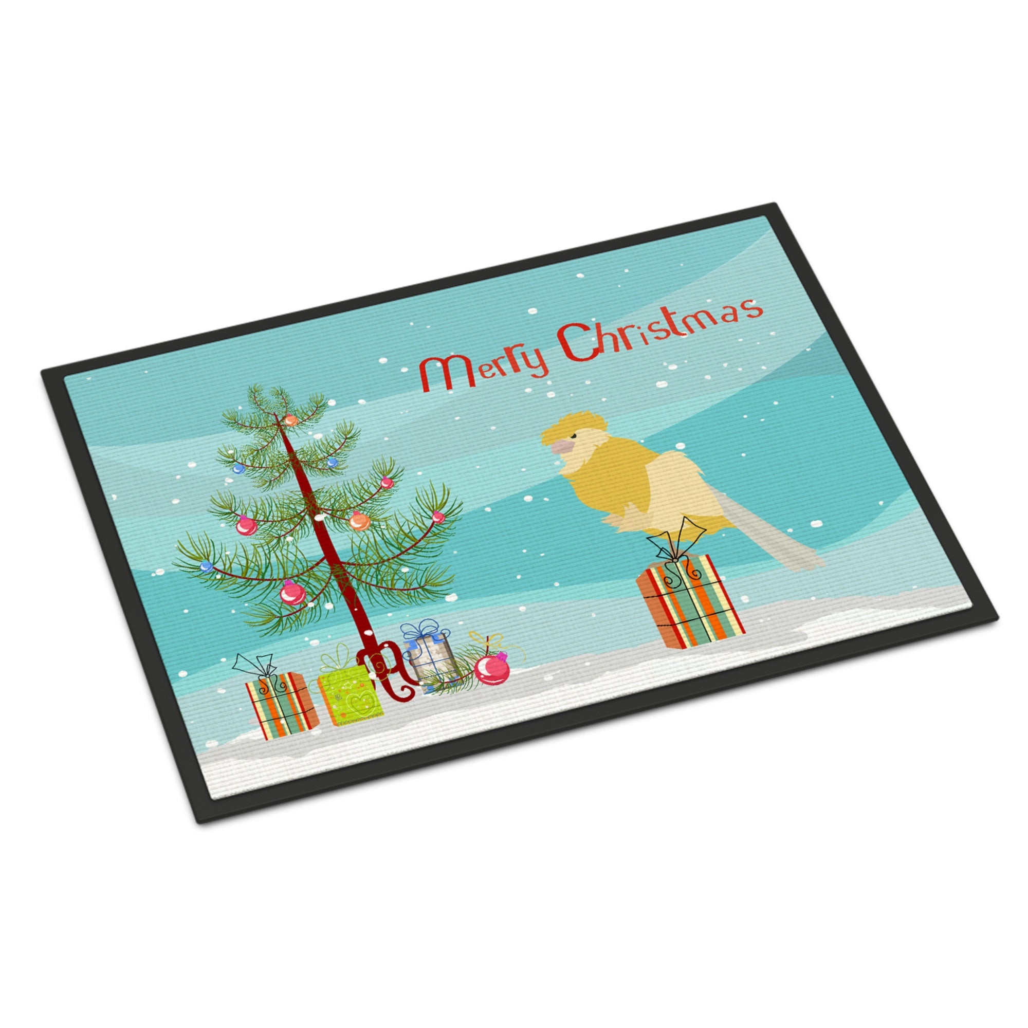 French Curly Canary Merry Christmas Indoor Or Outdoor Mat 24X36