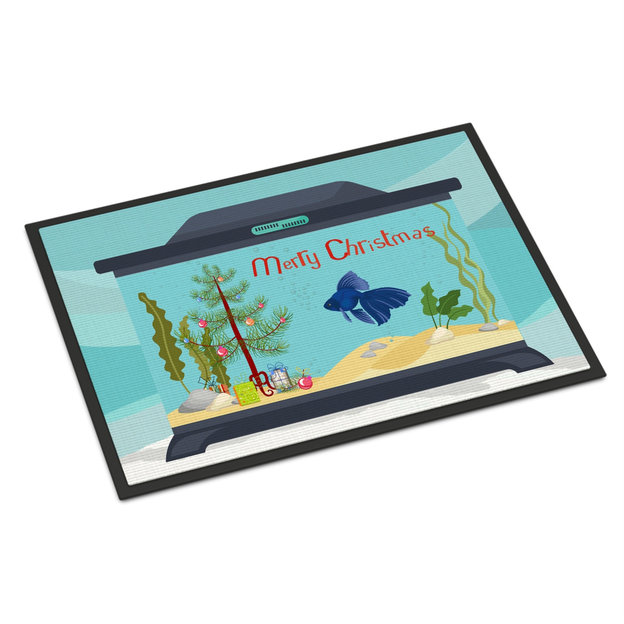 Veiltail Goldfish Merry Christmas Indoor Or Outdoor Mat 24X36