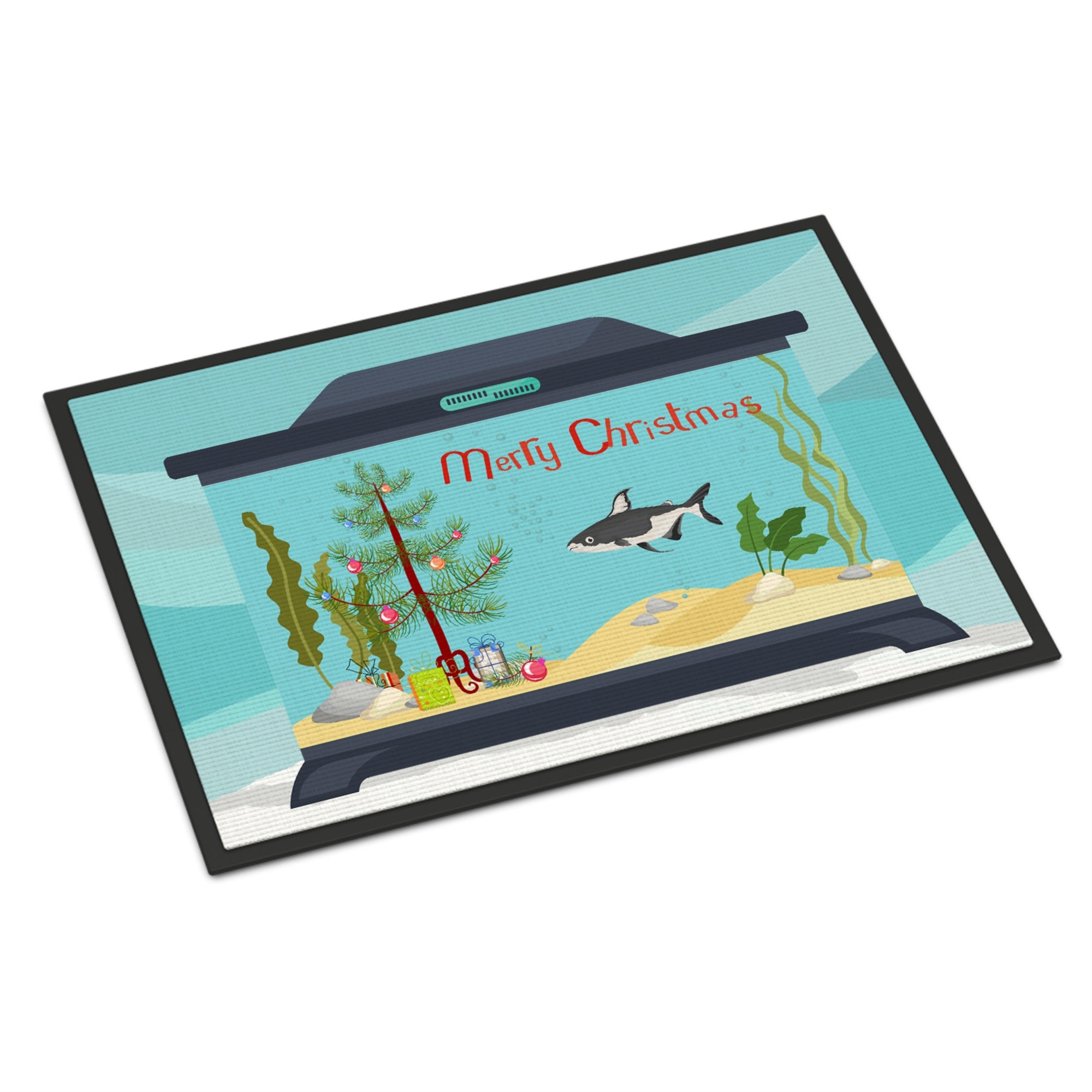Iridescent Shark Merry Christmas Indoor Or Outdoor Mat 24X36