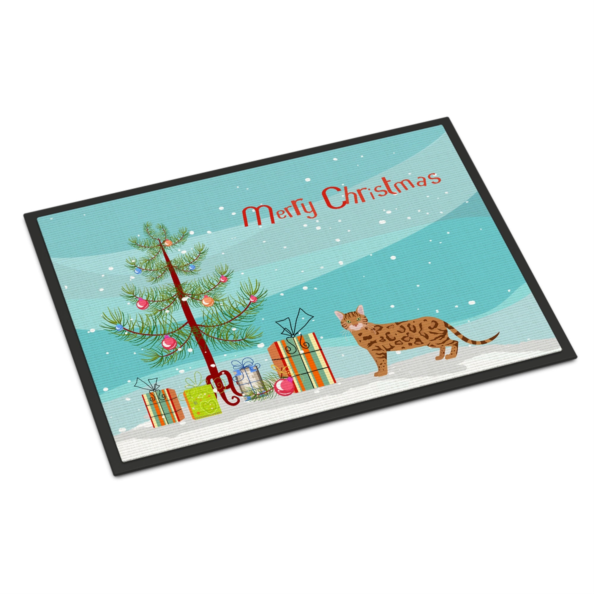 Bengal #2 Cat Merry Christmas Indoor Or Outdoor Mat 24X36