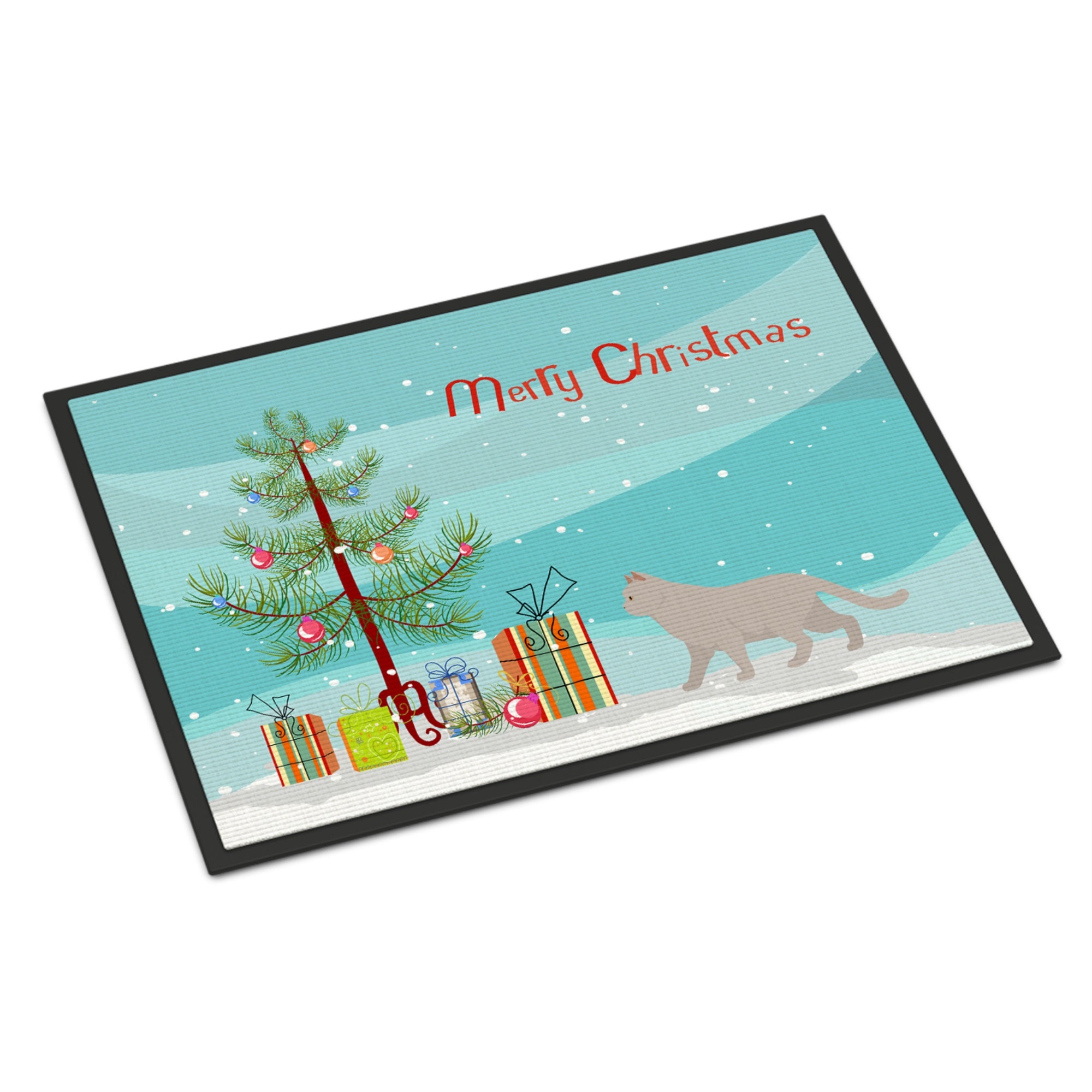 British Shorthair #2 Cat Merry Christmas Indoor Or Outdoor Mat 24X36