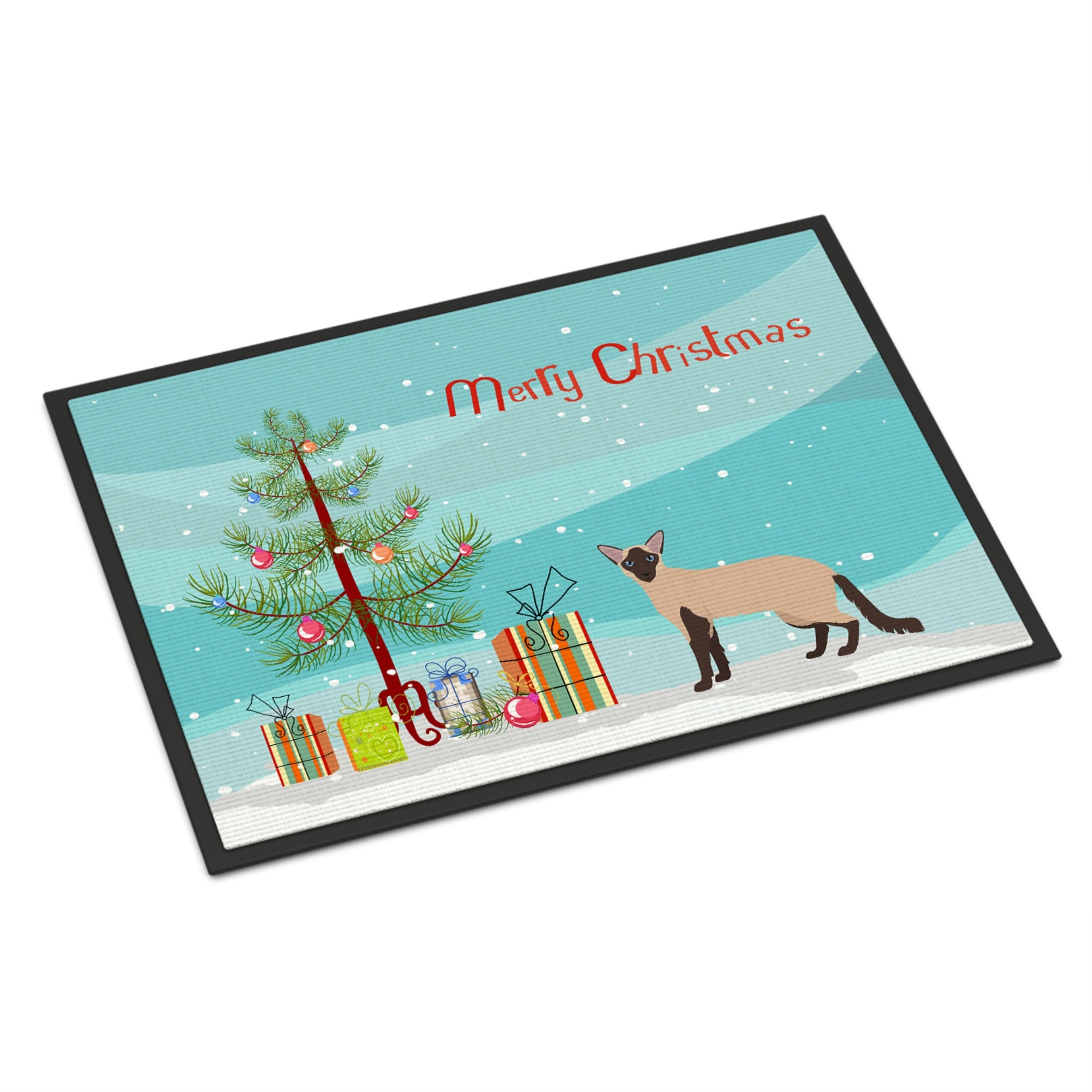 Colorpoint Longhair Cat Merry Christmas Indoor Or Outdoor Mat 24X36