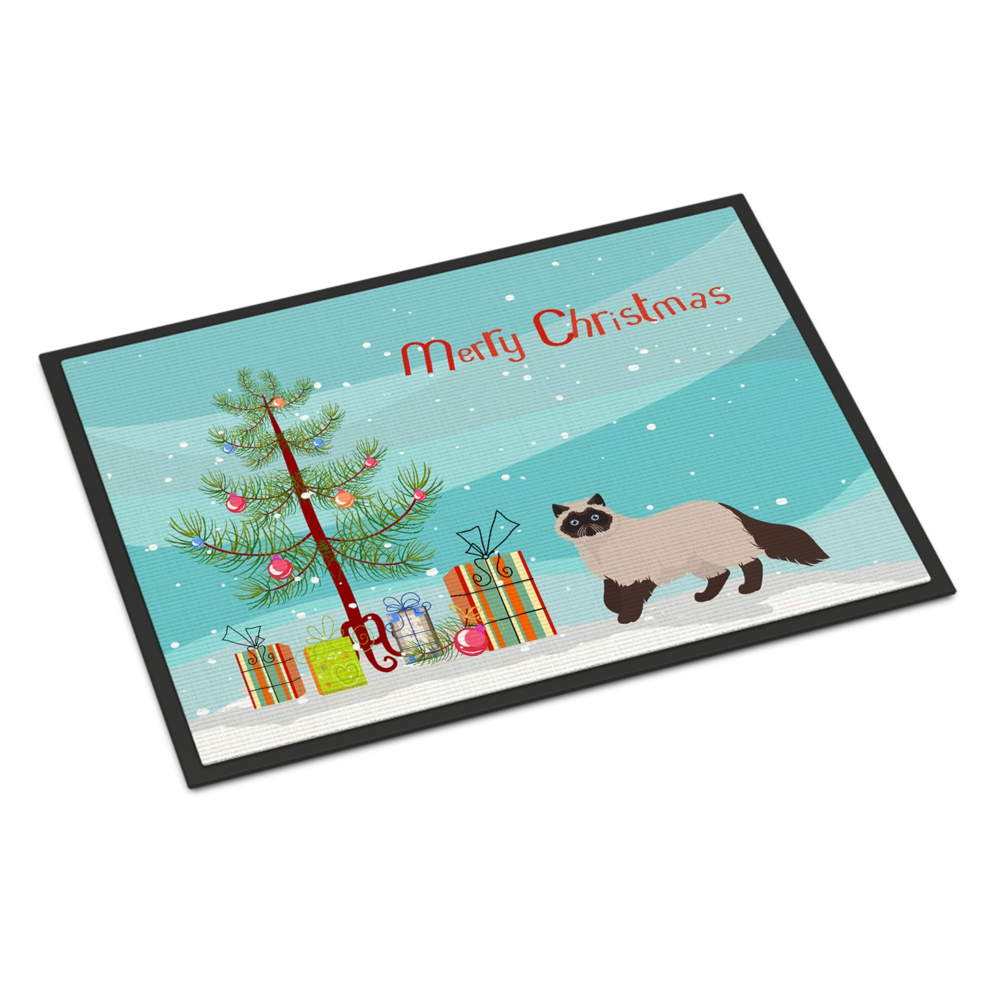Colorpoint Persian Hymalayan Cat Merry Christmas Indoor Or Outdoor Mat 24X36
