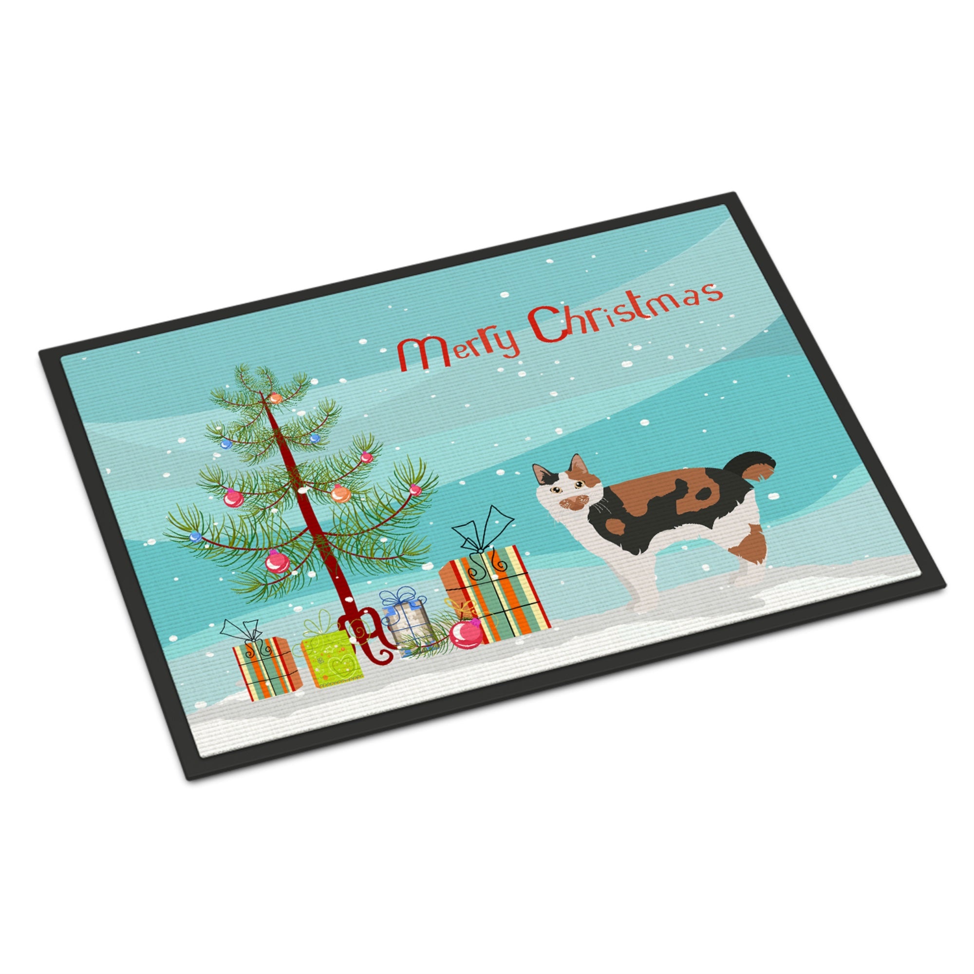 Cymric #2 Cat Merry Christmas Indoor Or Outdoor Mat 24X36