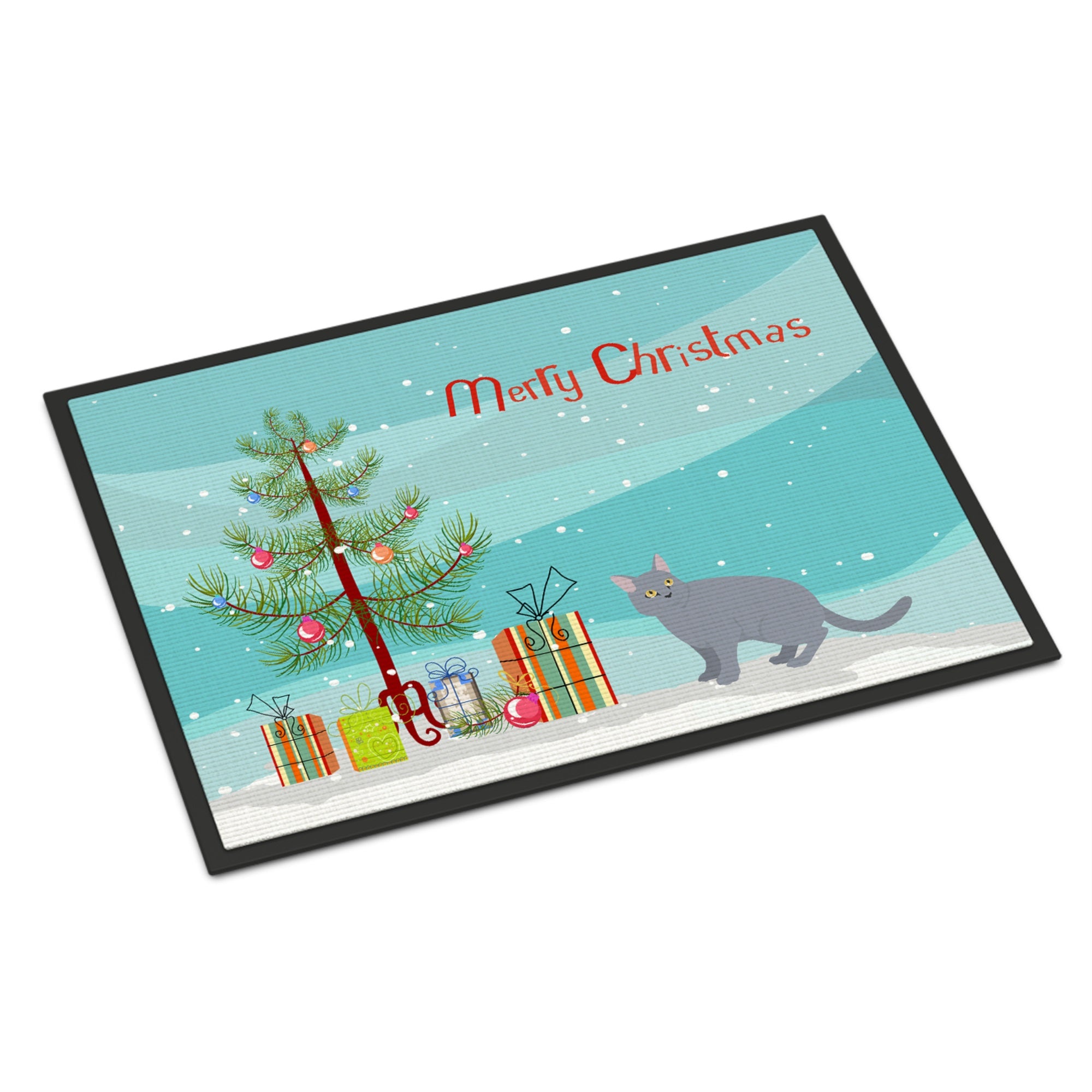 European Shorthair #3 Cat Merry Christmas Indoor Or Outdoor Mat 24X36