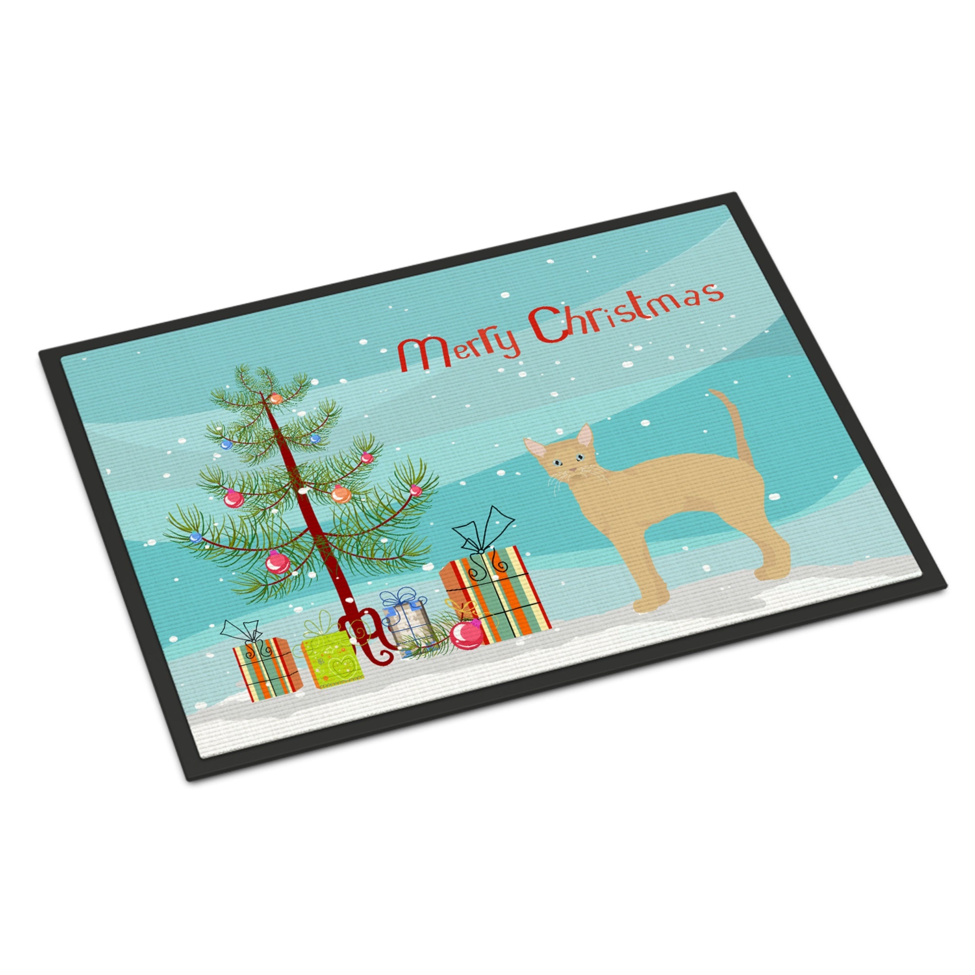 German Rex #2 Cat Merry Christmas Indoor Or Outdoor Mat 24X36