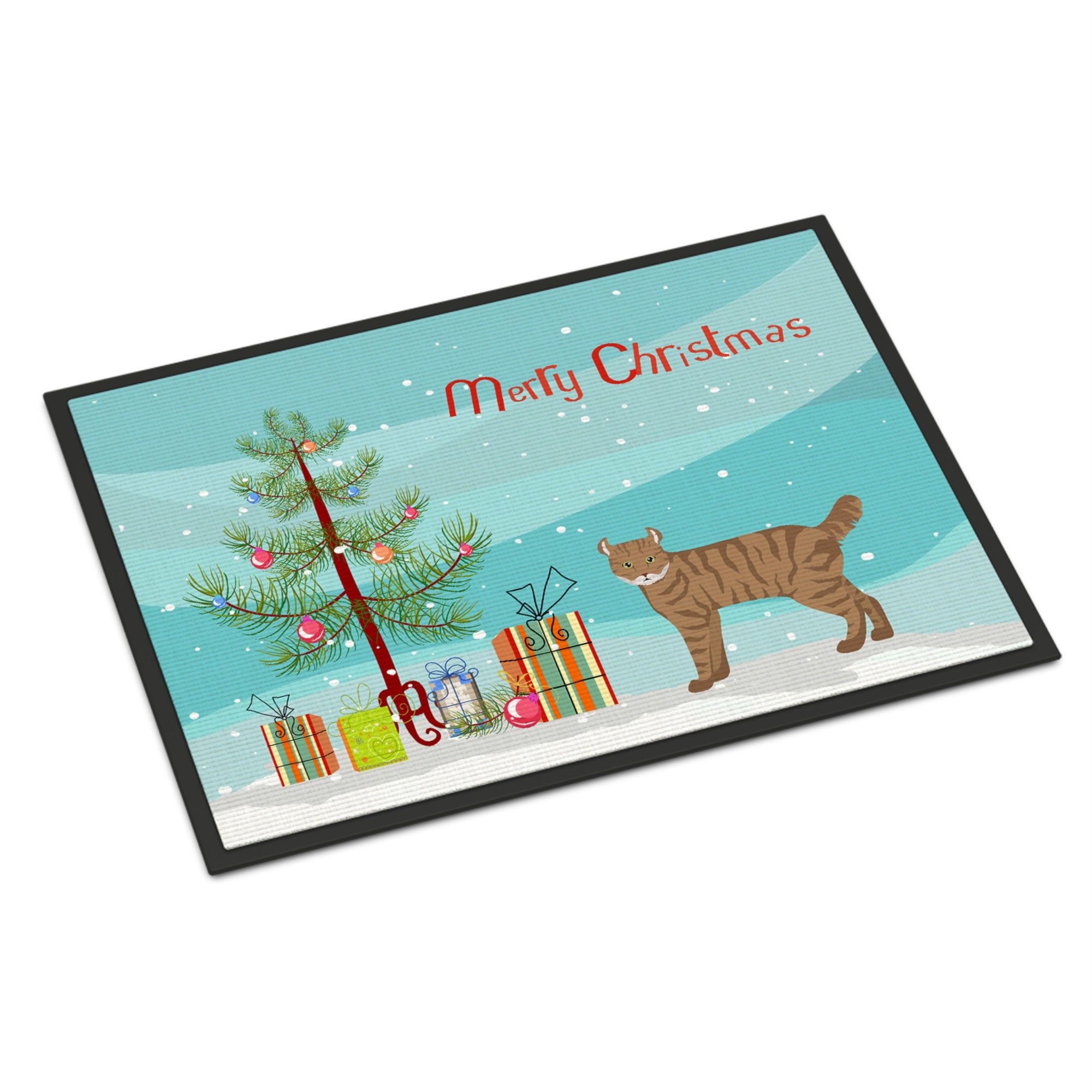 Highlander Lynx #3 Cat Merry Christmas Indoor Or Outdoor Mat 24X36