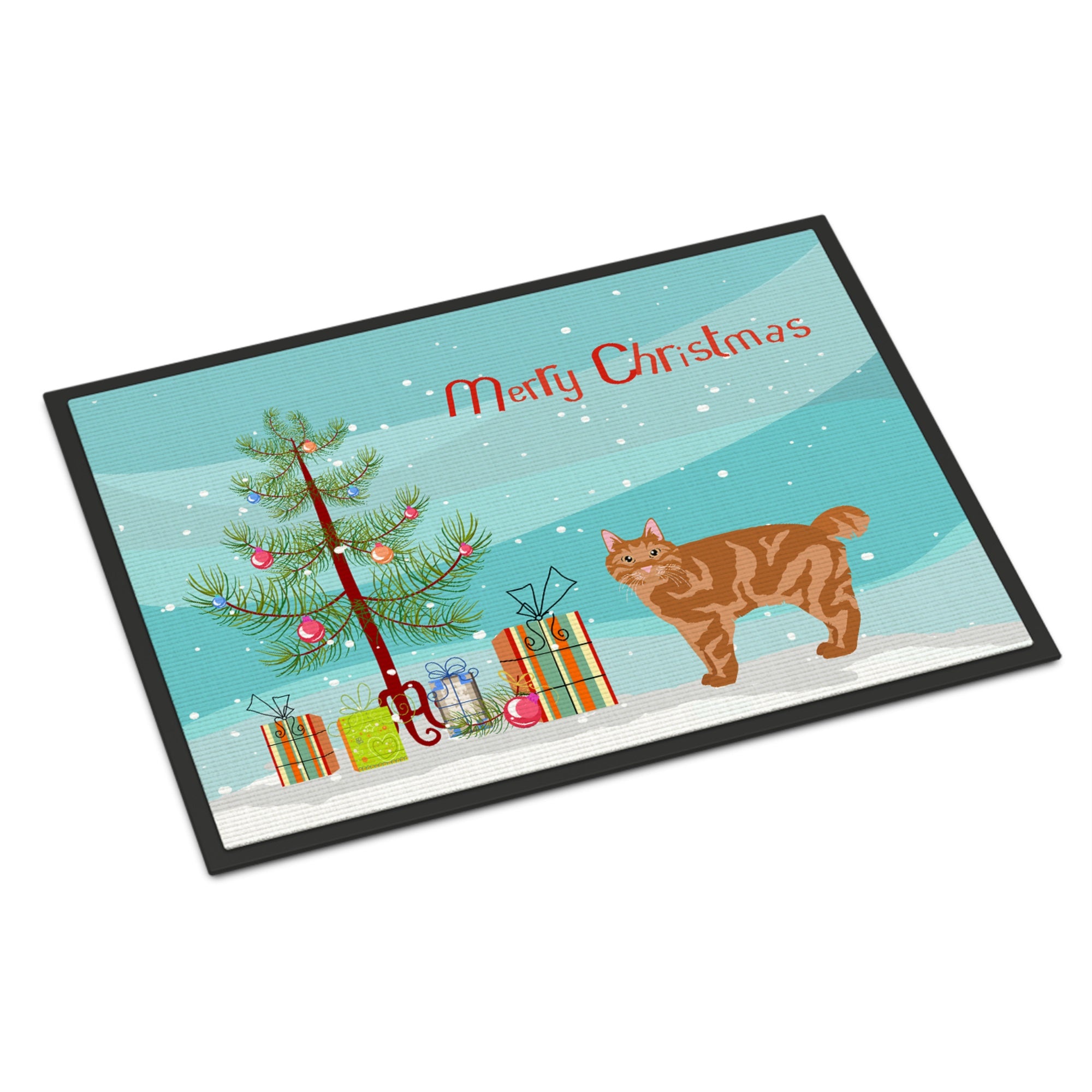 Kurilian Bobtail Cat Merry Christmas Indoor Or Outdoor Mat 24X36