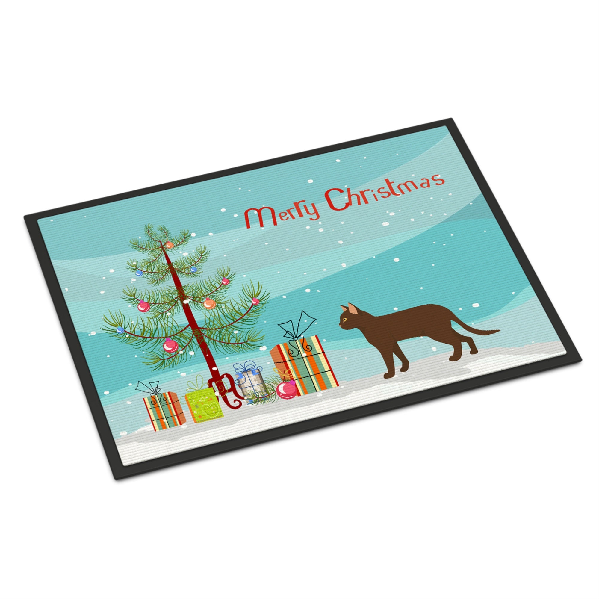 Suphalak Cat Merry Christmas Indoor Or Outdoor Mat 24X36