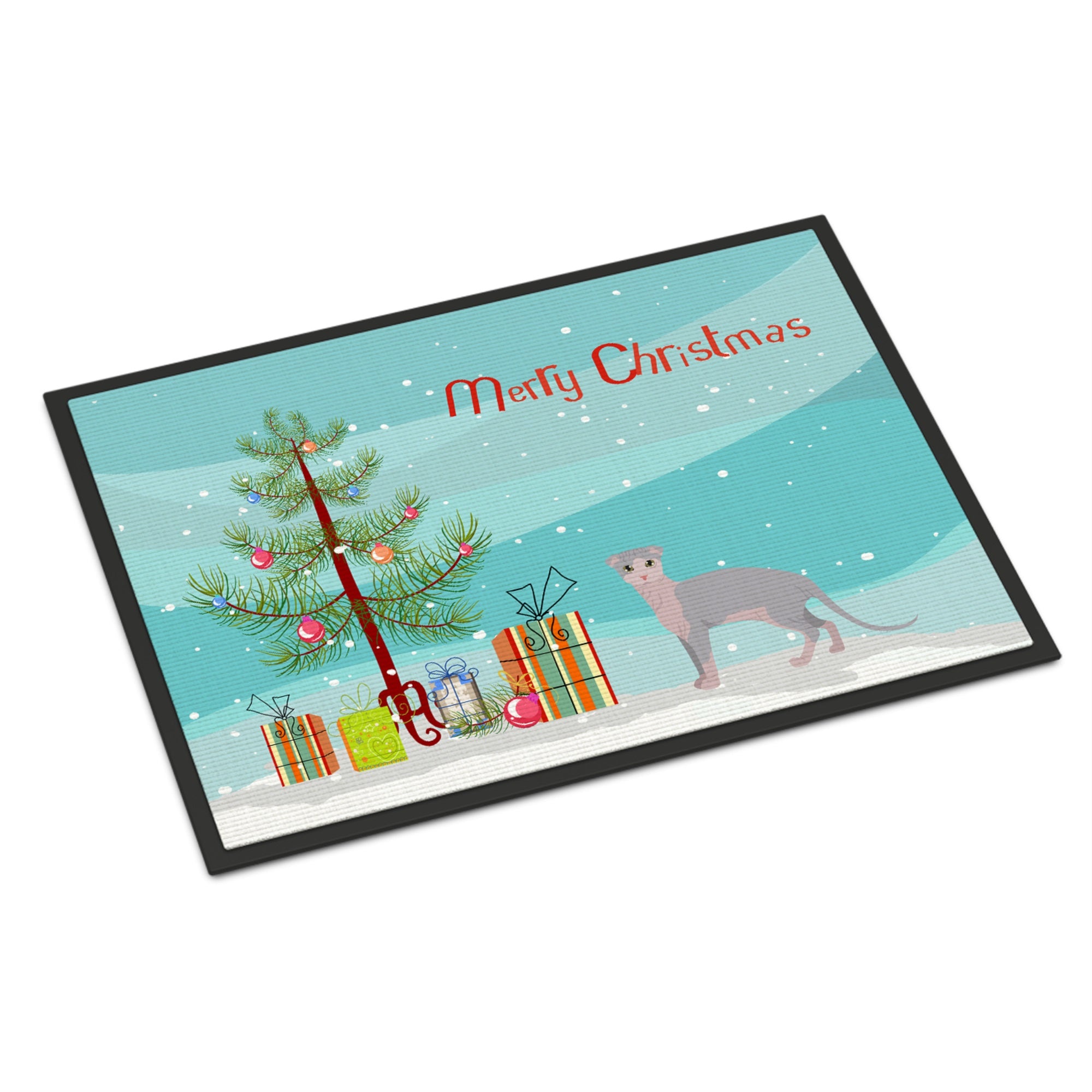 Ukrainian Levkoy Cat Merry Christmas Indoor Or Outdoor Mat 24X36