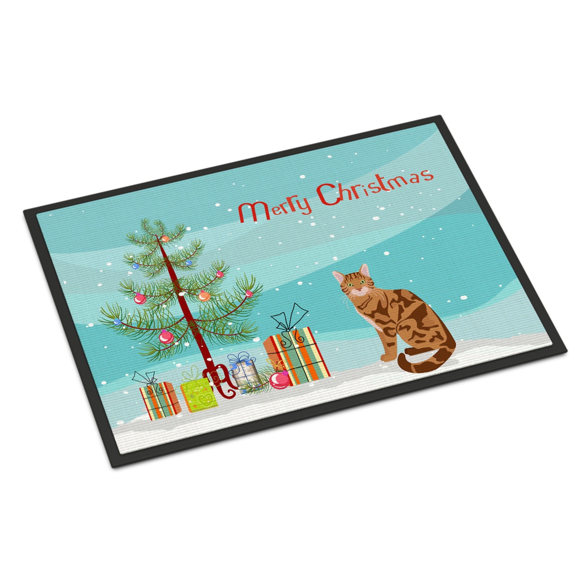 Bengal Cat Merry Christmas Indoor Or Outdoor Mat 24X36
