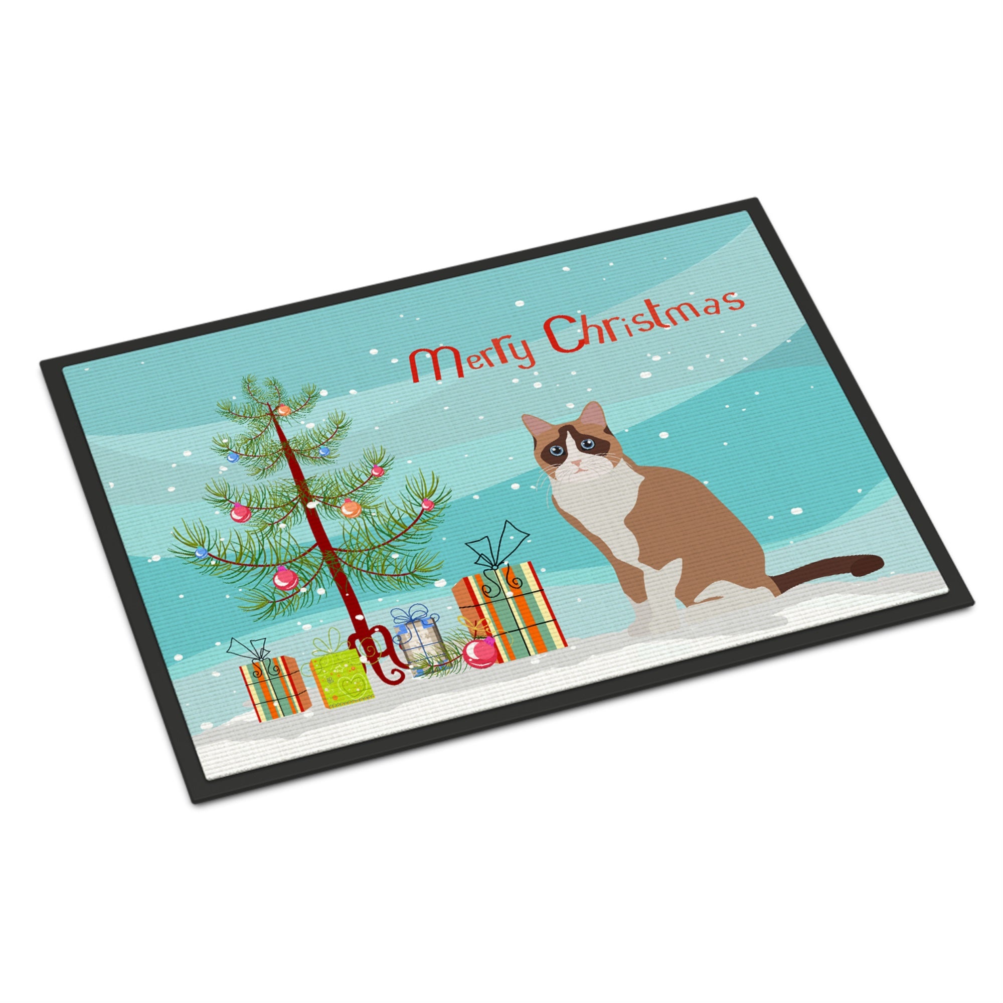 Snowshoe #2 Cat Merry Christmas Indoor Or Outdoor Mat 24X36