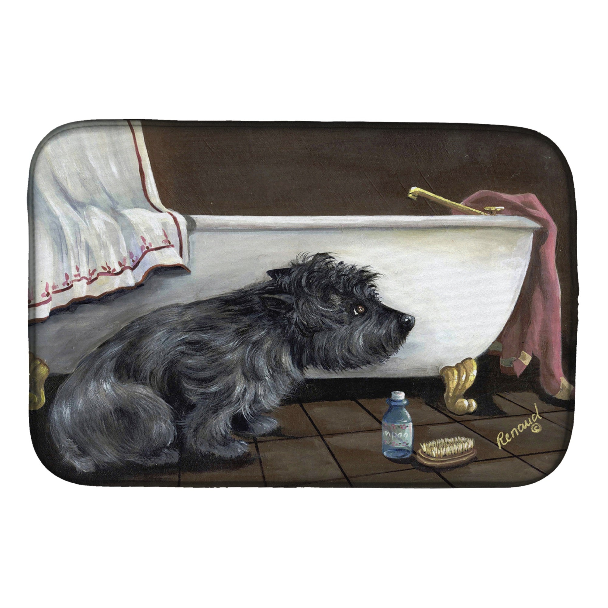 Cairn Terrier Bath Time Dish Drying Mat