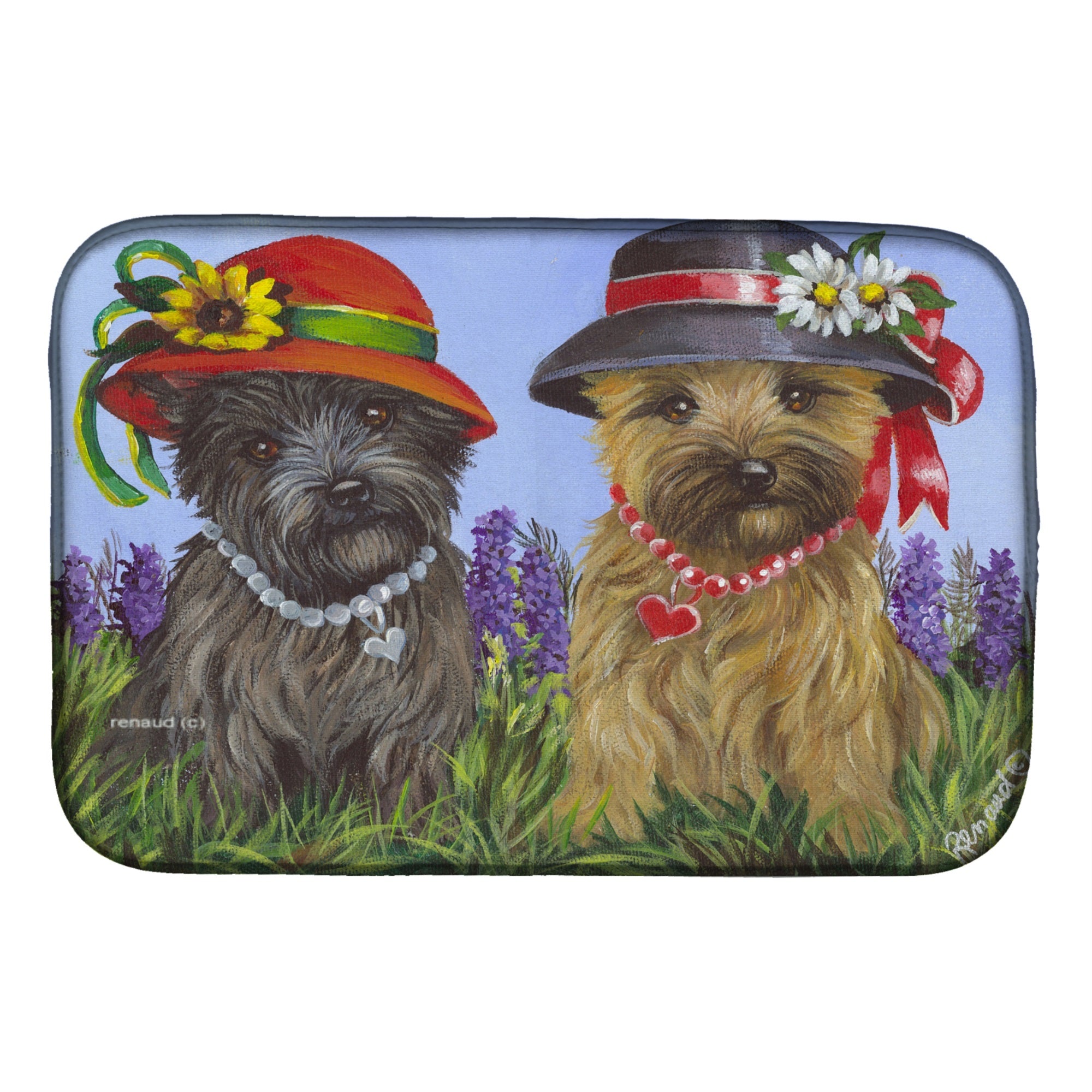 Cairn Terrier Sisters Dish Drying Mat