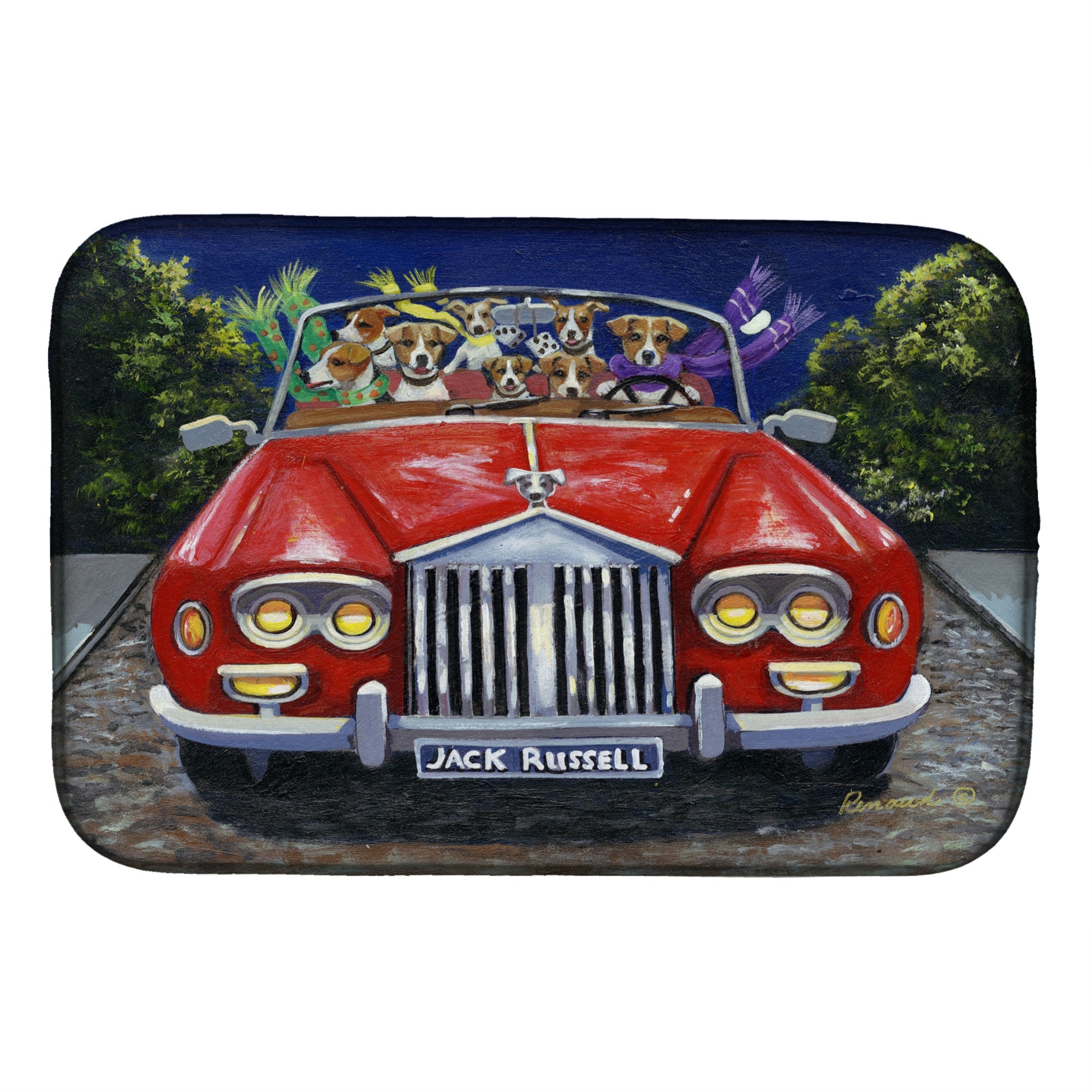 Jack Russell Evening Cruise Dish Drying Mat