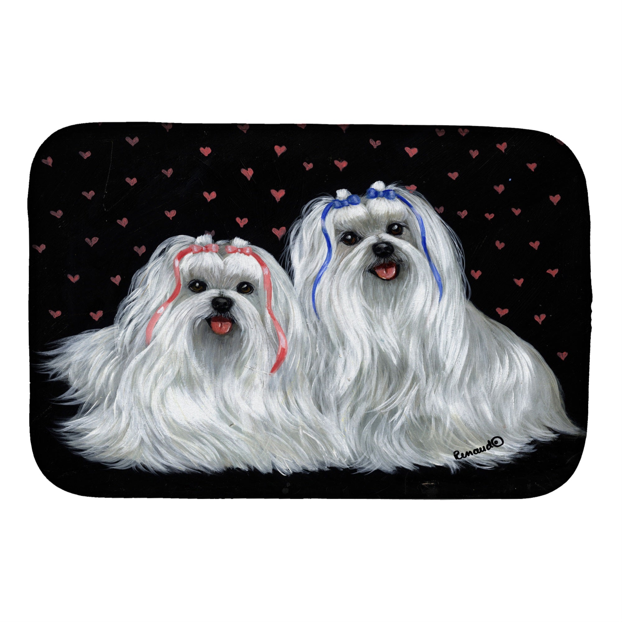 Maltese Sweethearts Dish Drying Mat