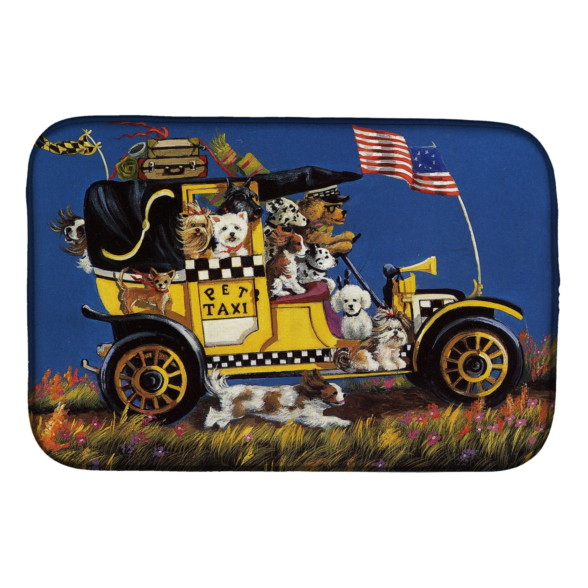 Pet Taxi Multiple Dog Breeds Dish Drying Mat