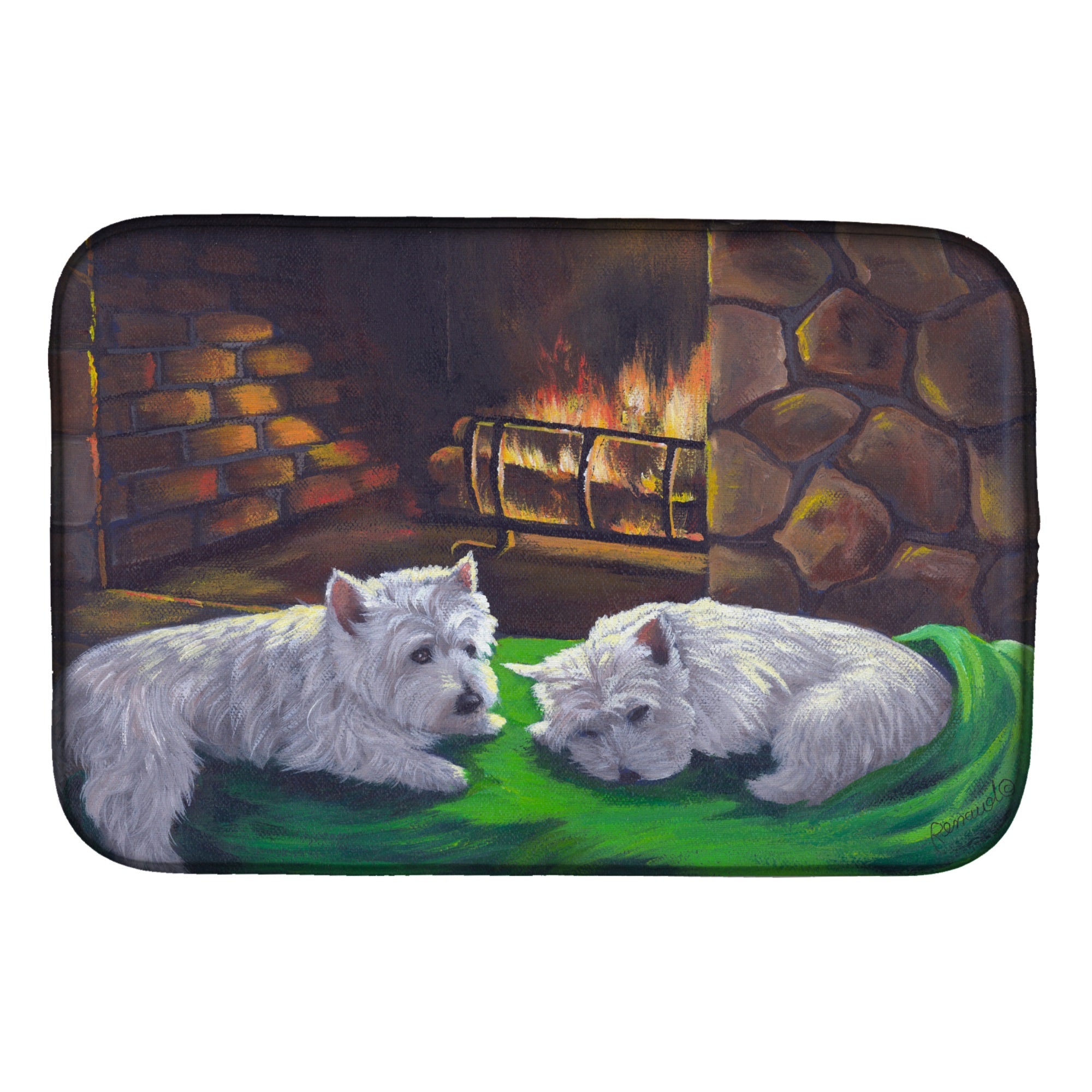 Westie A Winter'S Night Dish Drying Mat