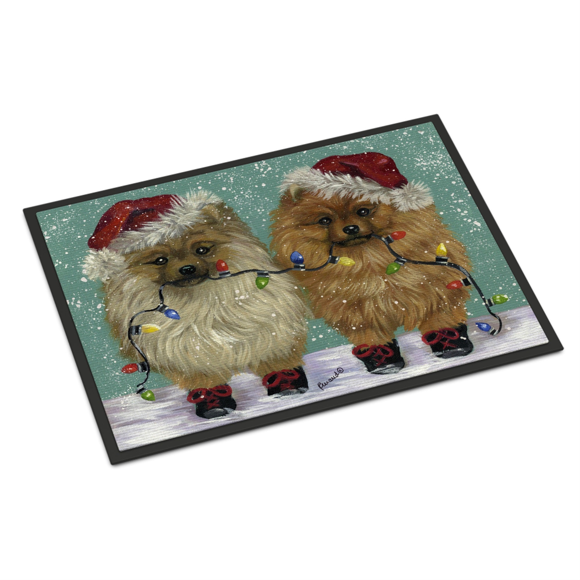 Pomeranian Christmas Lighten Up Indoor Or Outdoor Mat 24X36