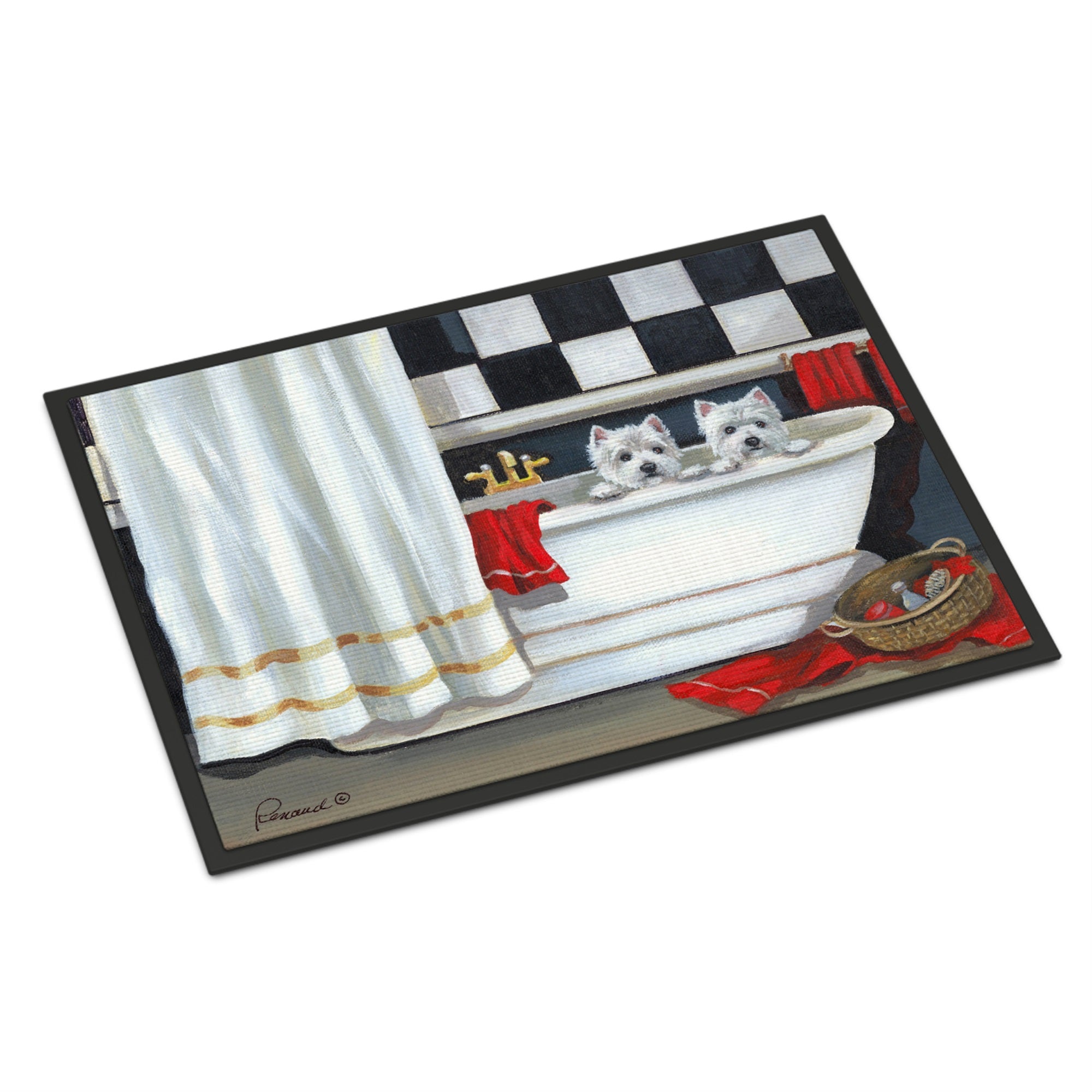Westie Pour Le Bain Bathtime Indoor Or Outdoor Mat 24X36