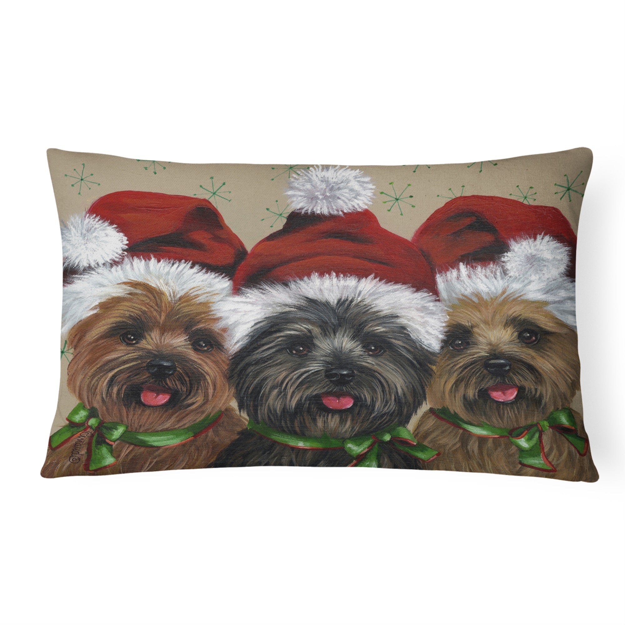 Cairn Terrier Christmas Ceaser And Co Canvas Fabric Decorative Pillow