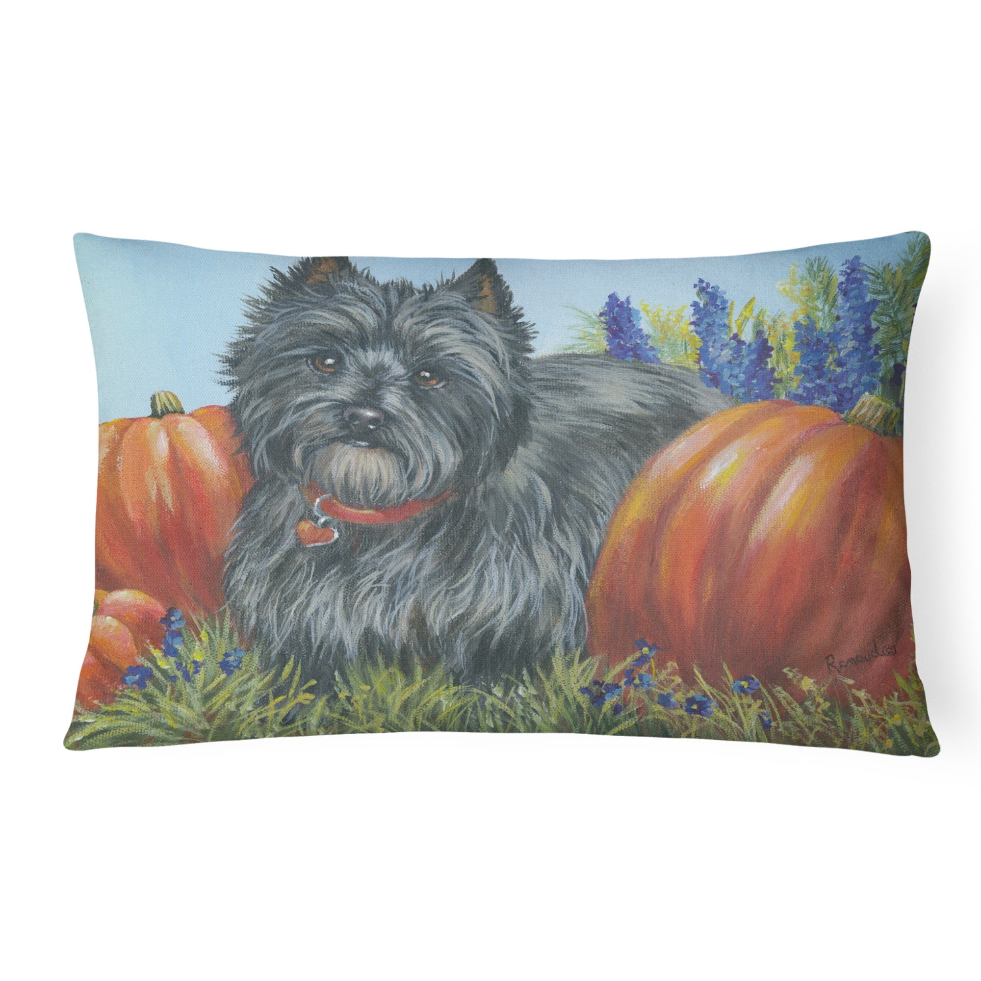 Cairn Terrier Mom'S Pumpkins Canvas Fabric Decorative Pillow