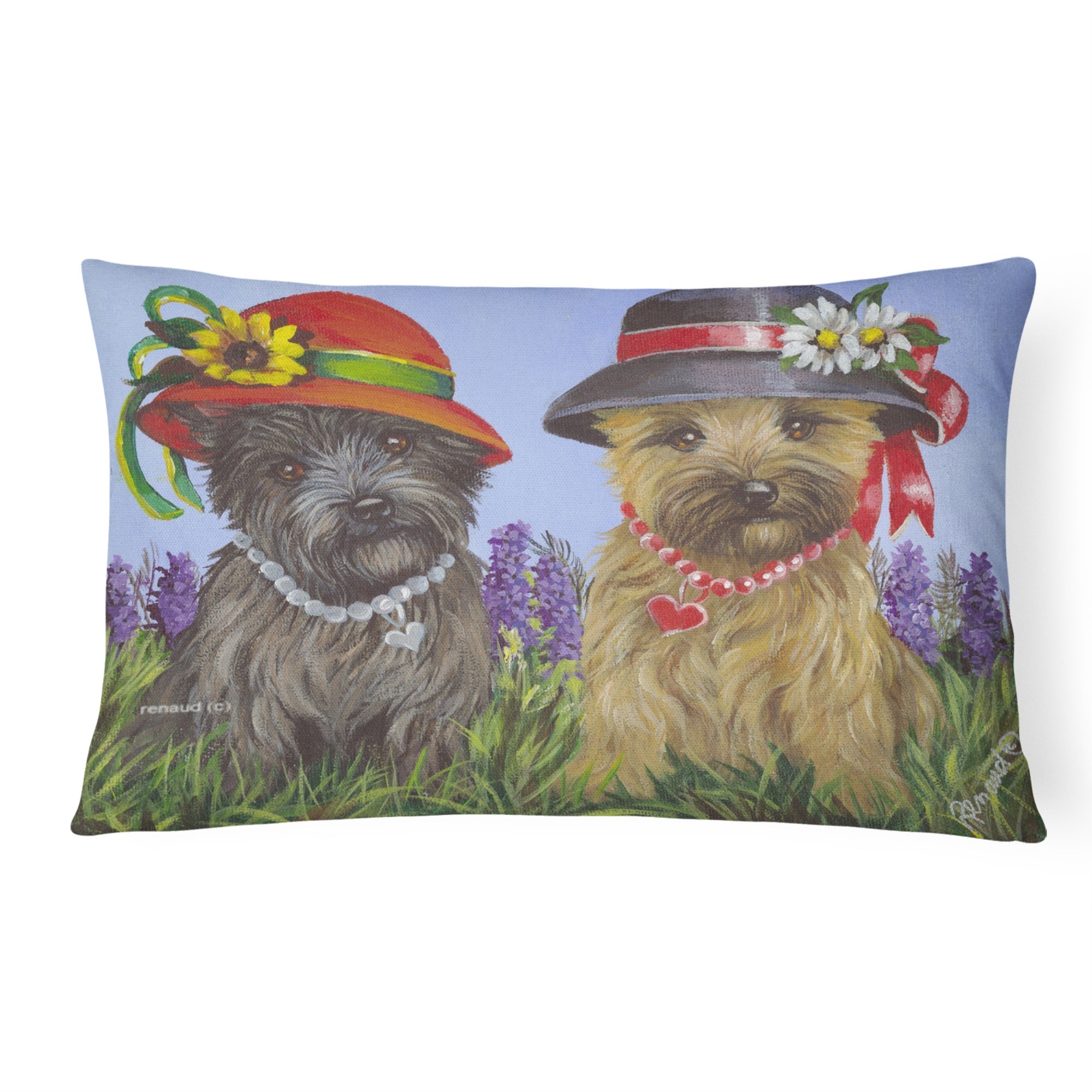 Cairn Terrier Sisters Canvas Fabric Decorative Pillow