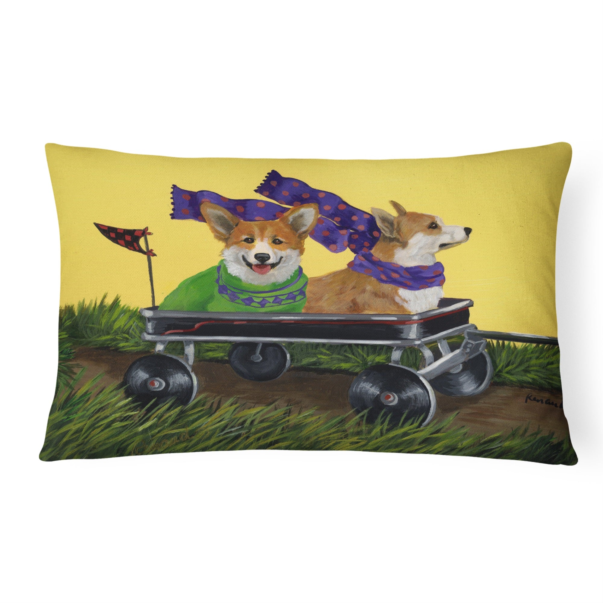 Corgi Express Canvas Fabric Decorative Pillow