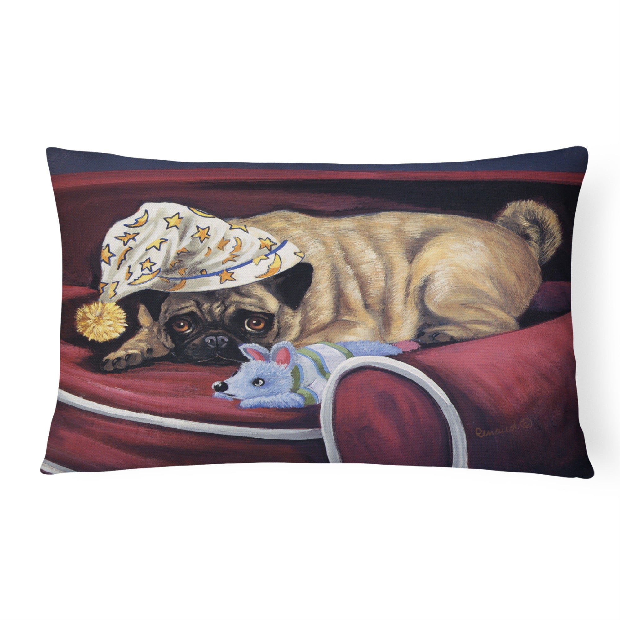 Pug Goodnight Sweetheart Canvas Fabric Decorative Pillow
