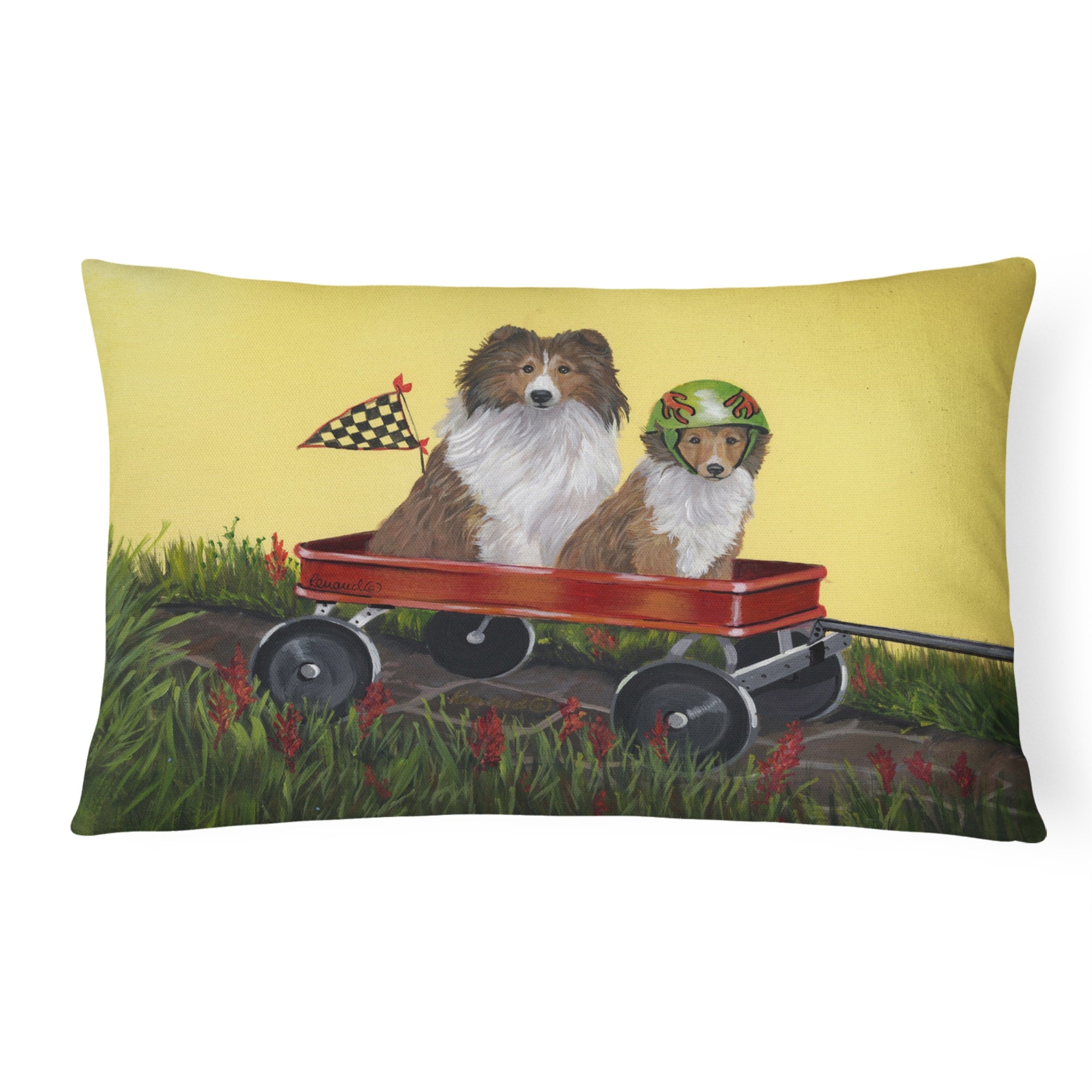 Sheltie Sheepdog Express Canvas Fabric Decorative Pillow