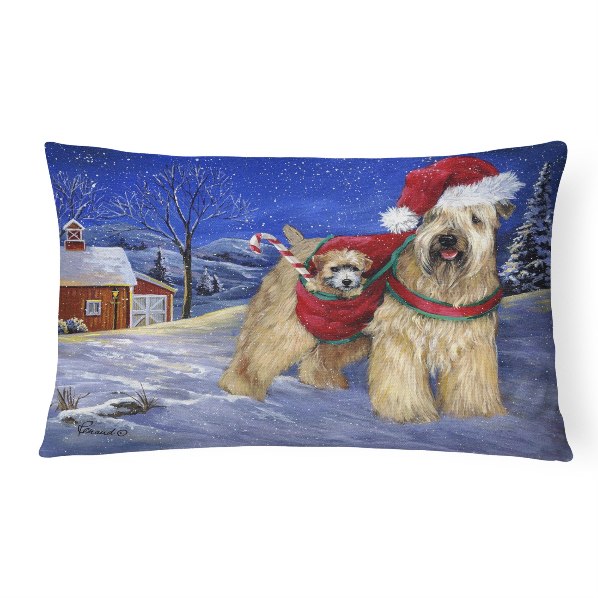 Wheaten Terrier Christmas Canvas Fabric Decorative Pillow