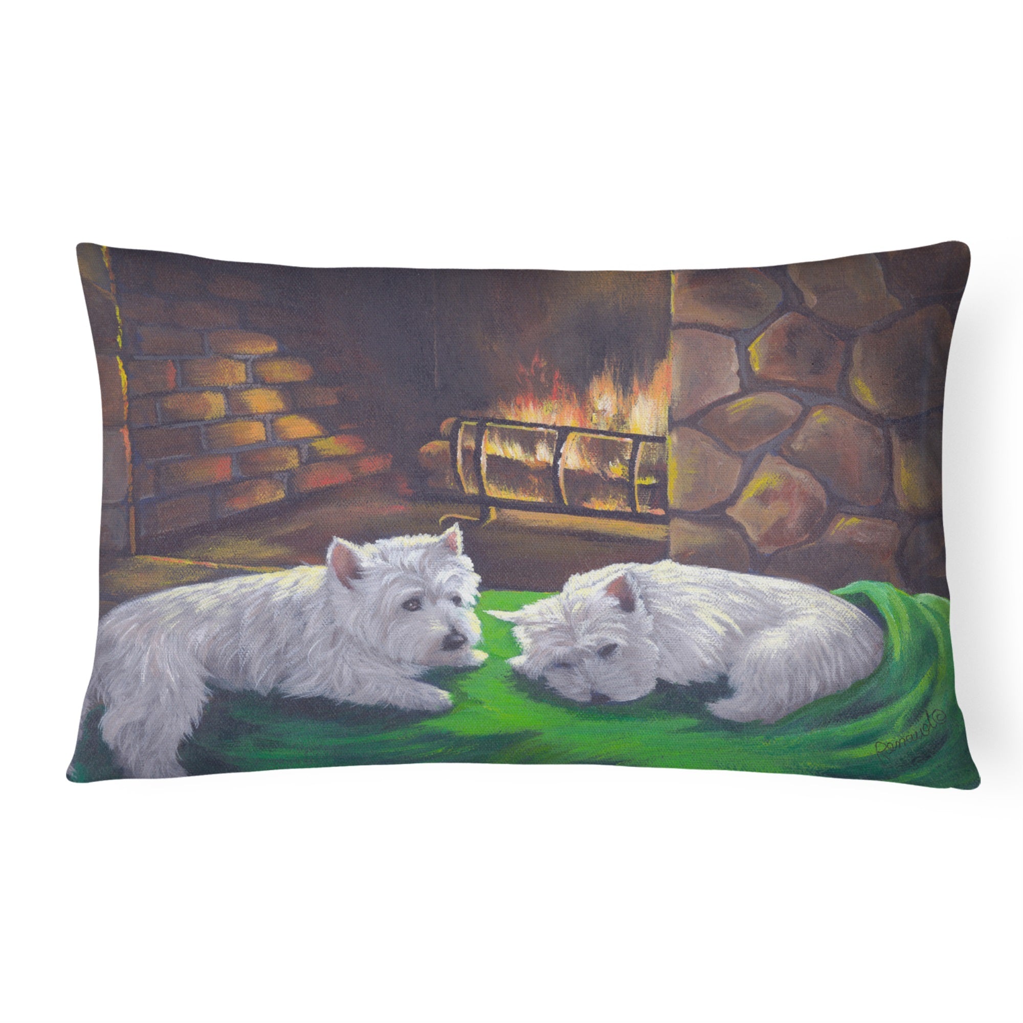 Westie A Winter'S Night Canvas Fabric Decorative Pillow