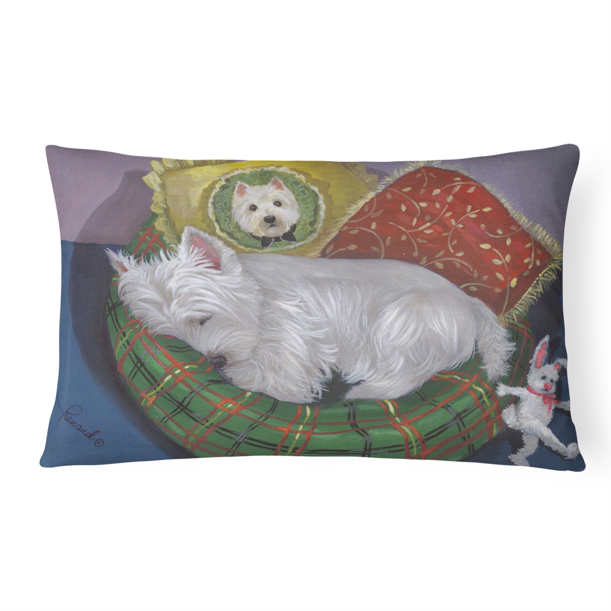 Westie Precious Toto Canvas Fabric Decorative Pillow