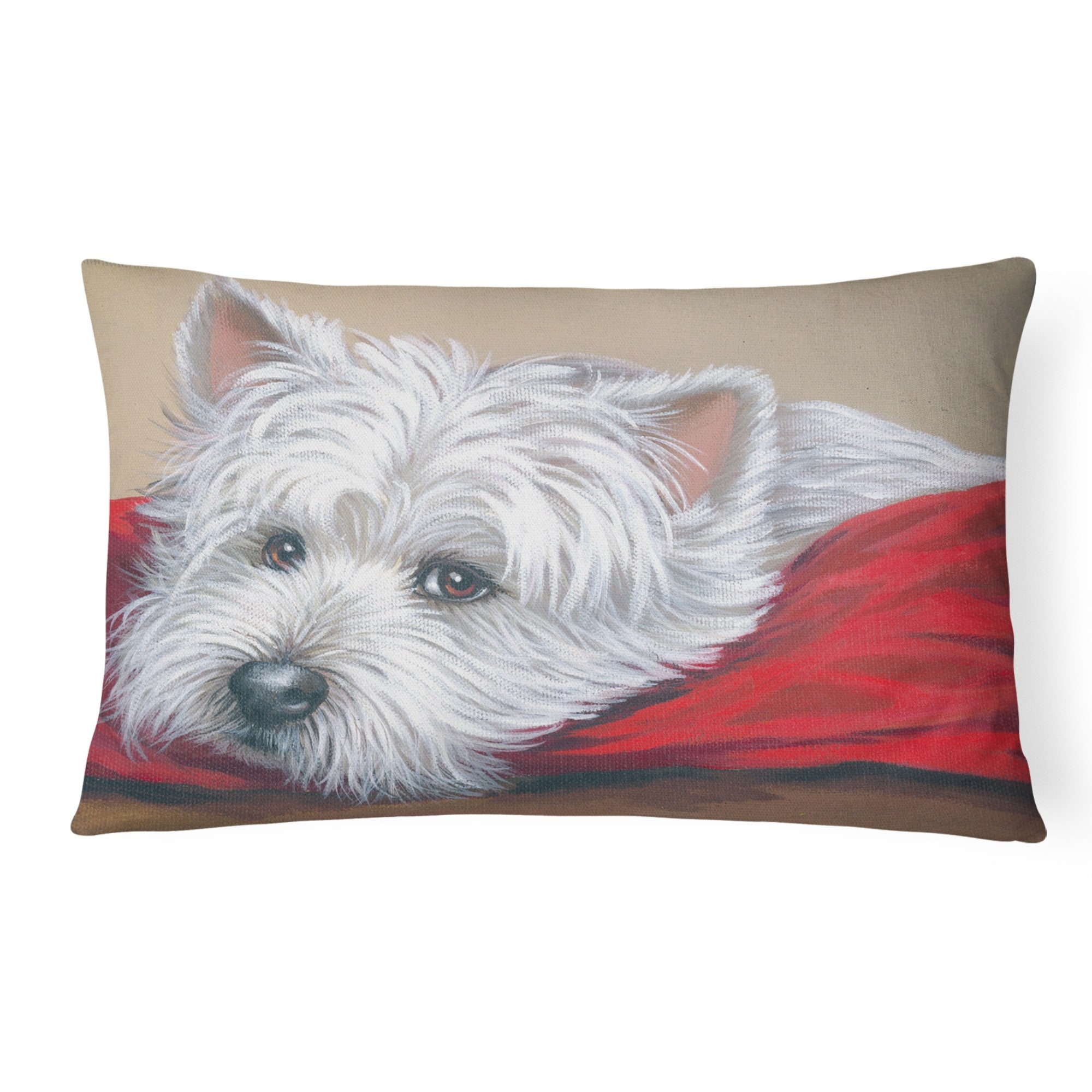 Westie Red Pillow Canvas Fabric Decorative Pillow