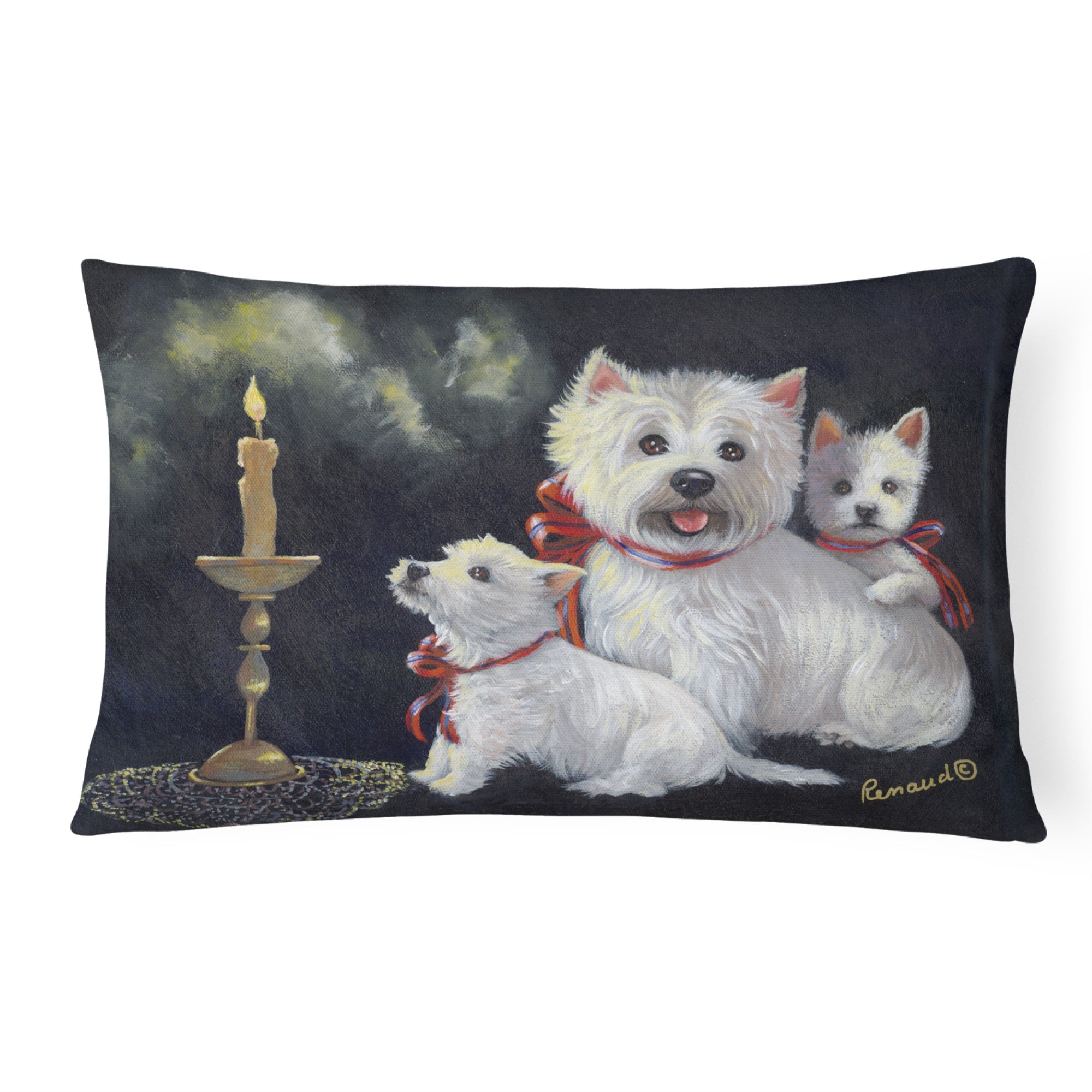 Westie Westie'S Aglow Canvas Fabric Decorative Pillow