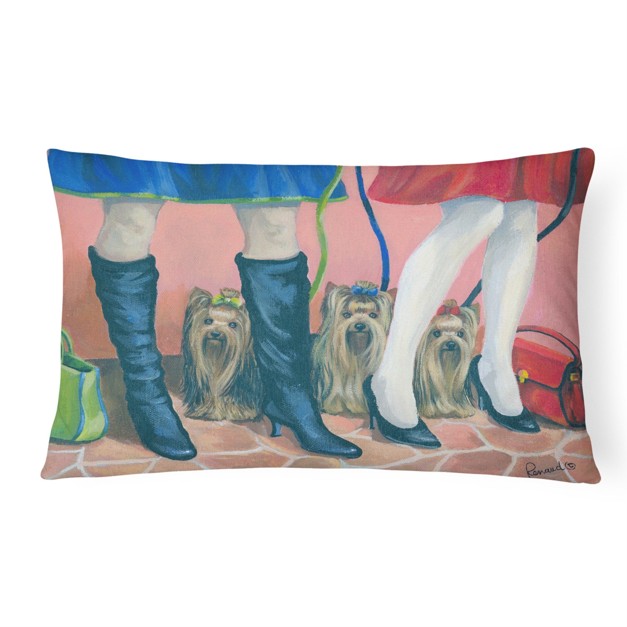 Yorkshire Terrier Yorkie On The Go Canvas Fabric Decorative Pillow