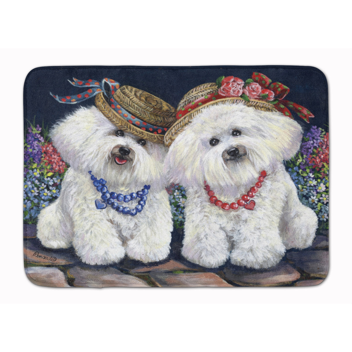 Bichon Frise Sisters Machine Washable Memory Foam Mat